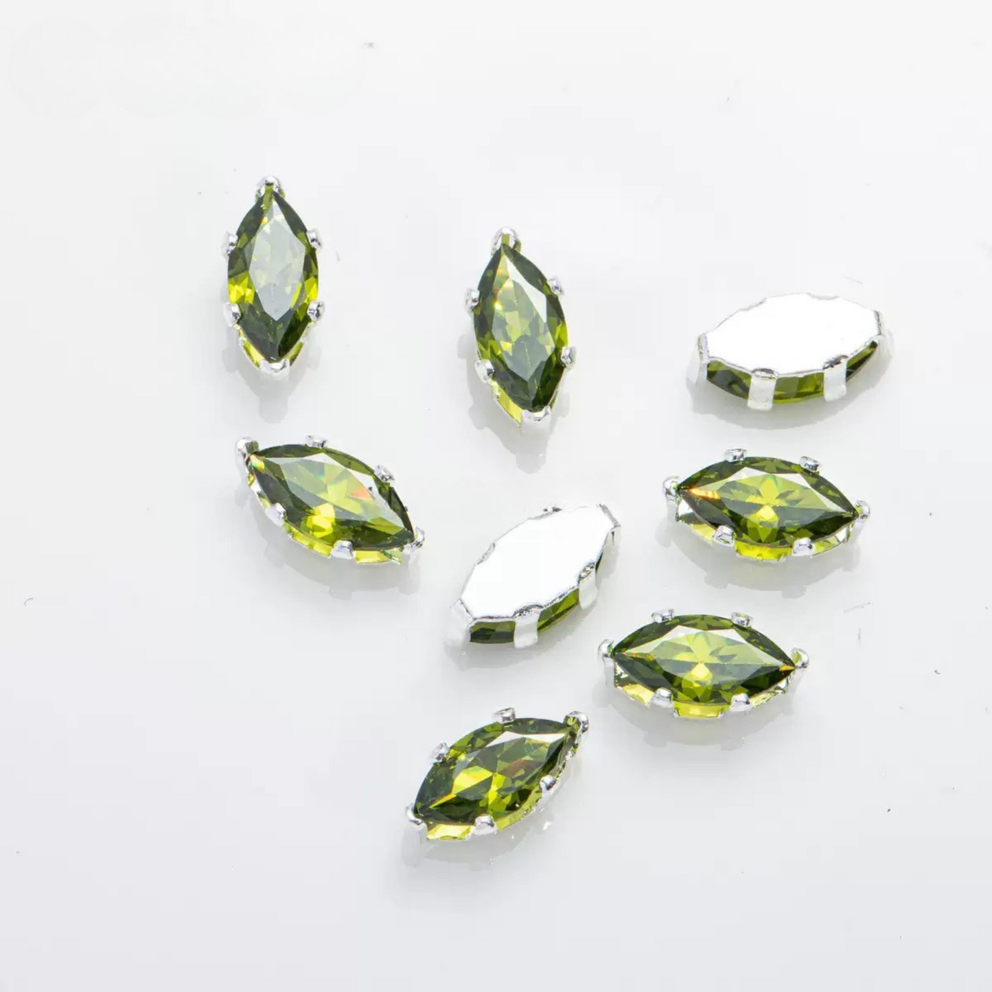 【A30】50PCS DIY Jewelry Findings – 3×6mm Six-Prong Marquise-Cut CZ Stones | Silver-Plated, Tarnish-Resistant Beads for Handmade Bracelets/Necklaces