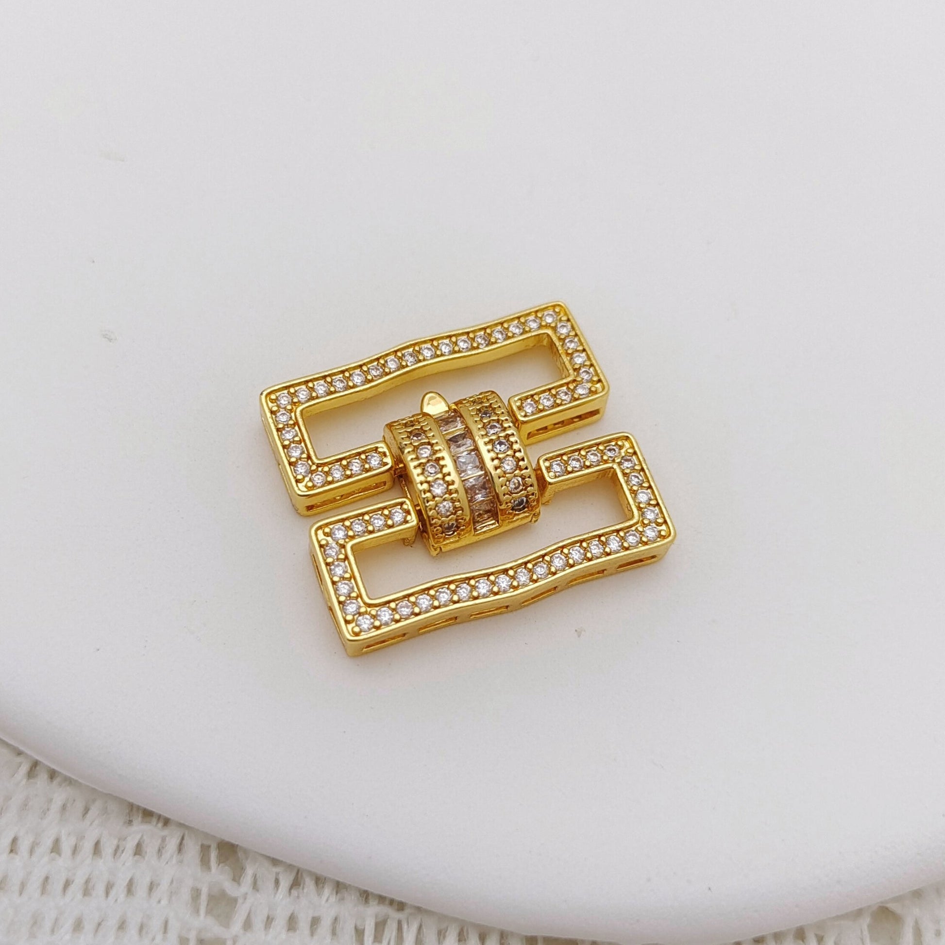 【B45】DIY Jewelry Clasp – Large Infinity 5-Hole Full Zircon Connector | 18K Gold/Silver Plated High-Color Retention Copper Findings | Beading Accessories iFCraftorium
