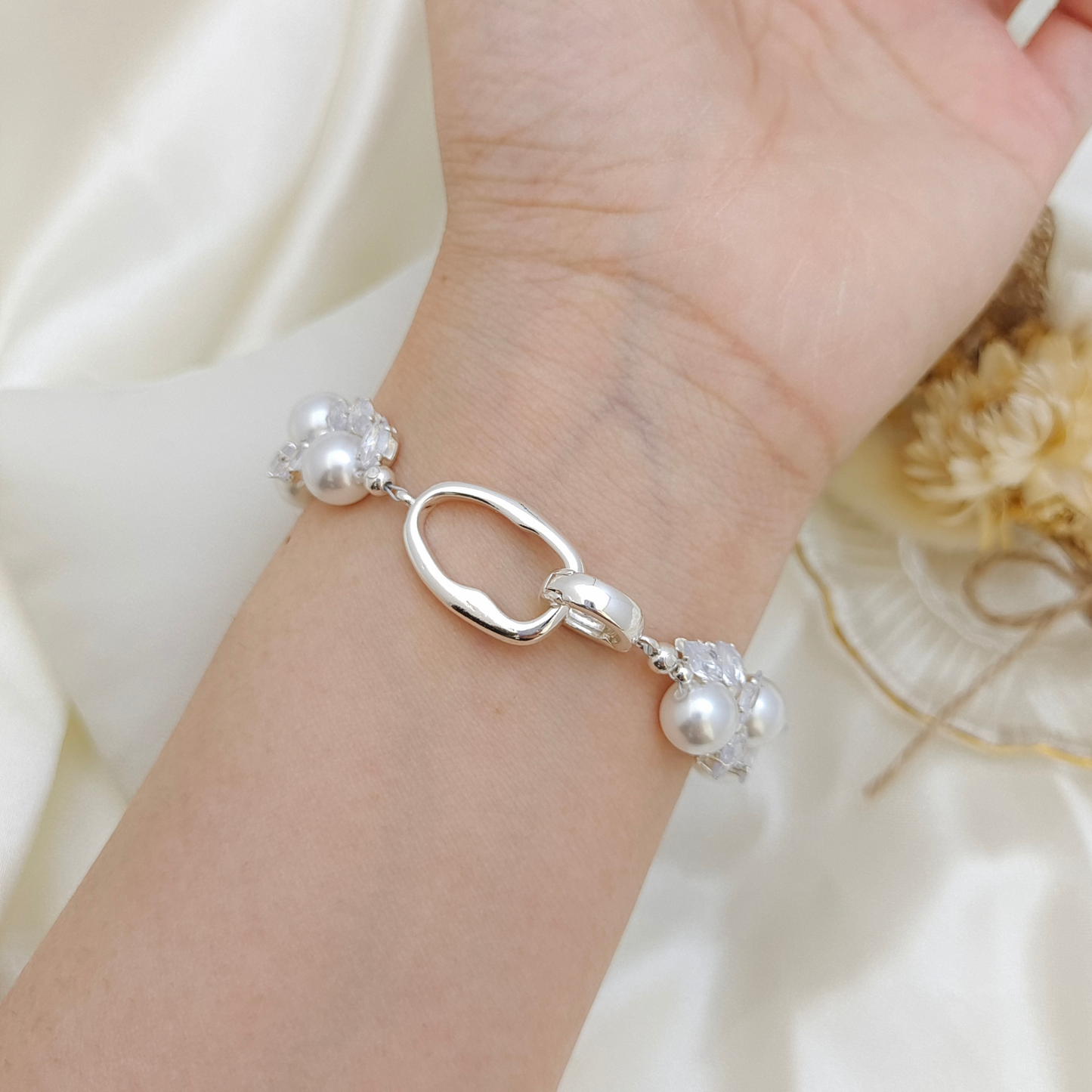 【No.52】 Angel’s Feather DIY Bracelet Craft Kit | Marquise Zircon & Pearl | Handmade Jewelry Includes Tutorial iFCraftorium