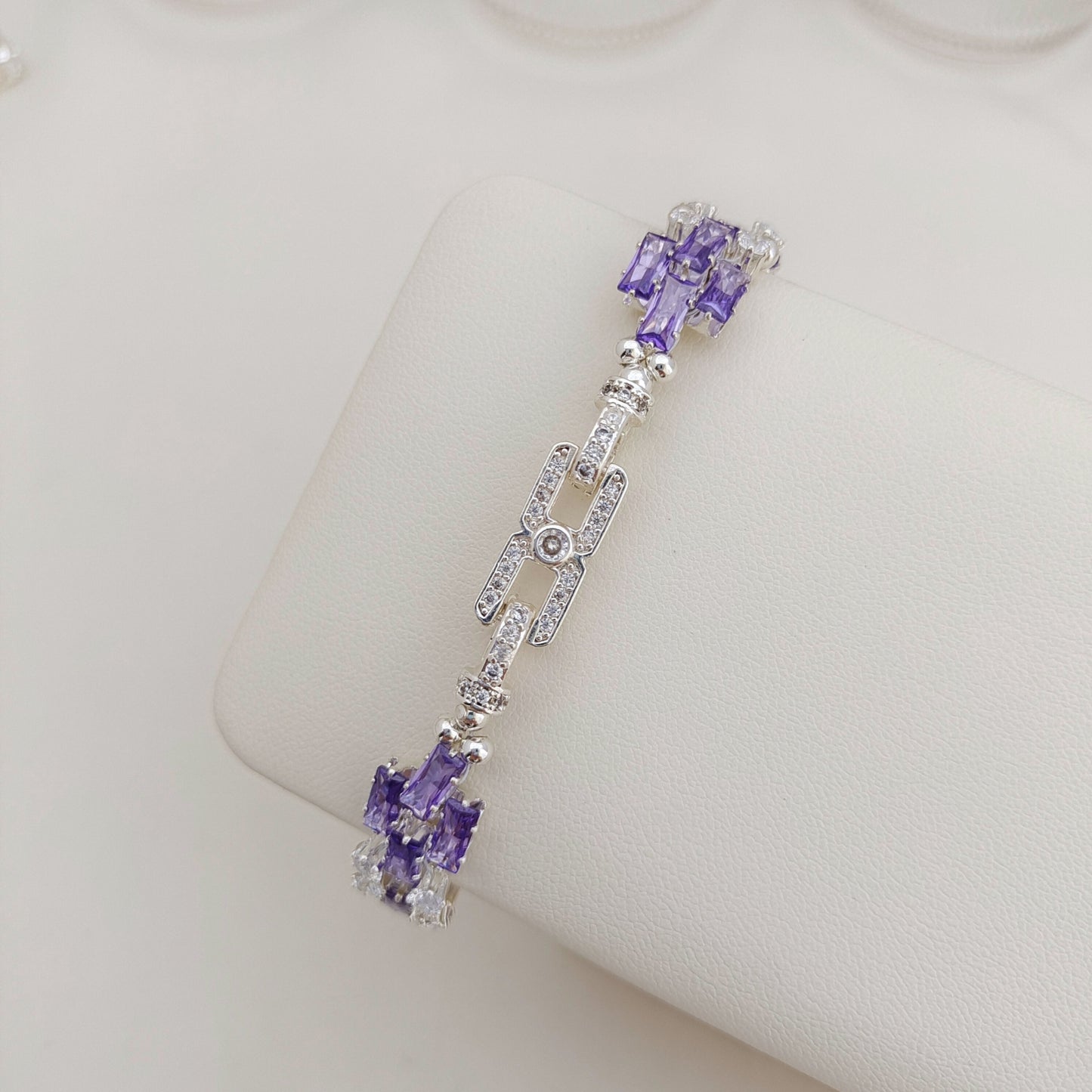 【No.38】 DIY Bracelet Craft Kit – Smurf Blue Baguette Zircon, Crystals & Beading Supplies with Video Tutorial iFCraftorium