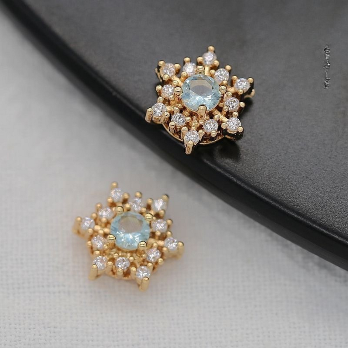 【S06】1PCS Hexagram CZ Spacer Beads – Sparkling 6-Point Star Beads, Gold/Silver-Plated, for DIY Bracelets & Jewelry Making