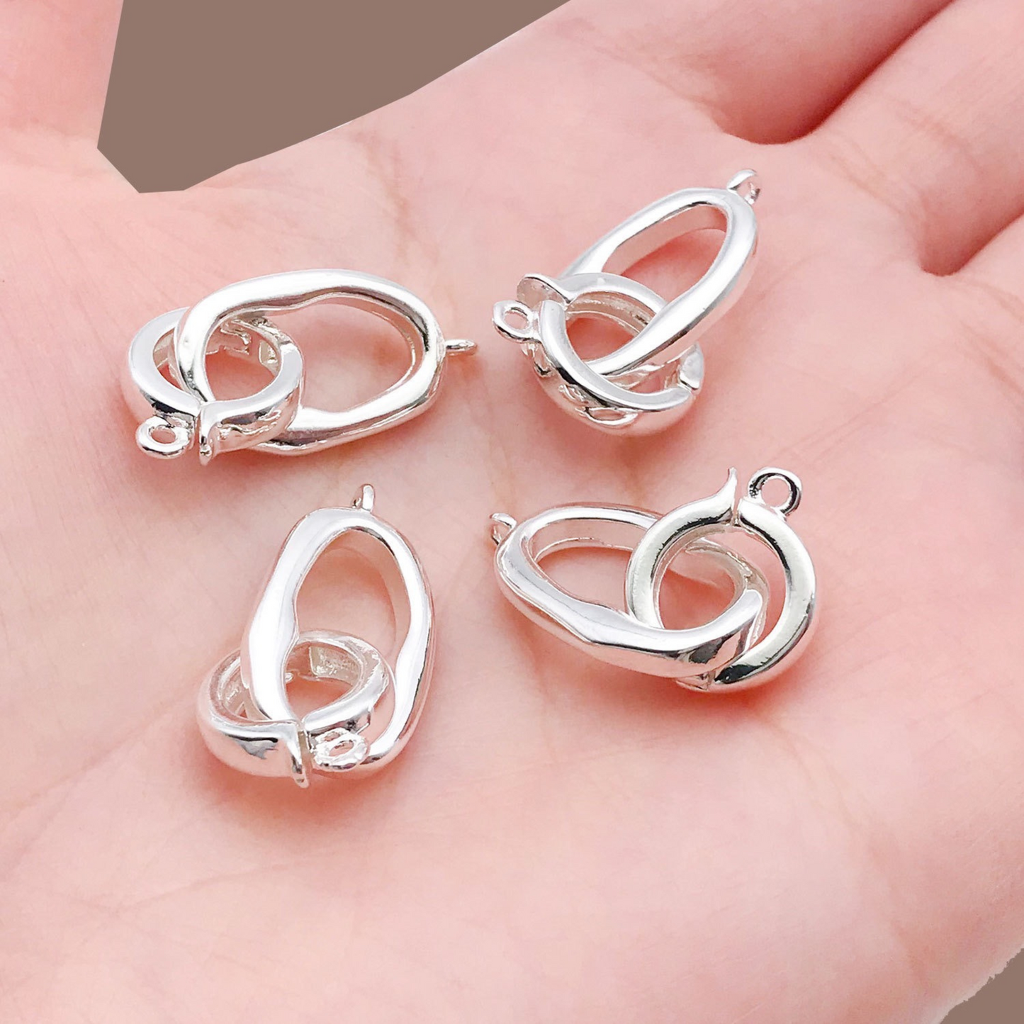 【B17】3PCS Irregular Oval Clasp – Gold/Silver-Plated Copper Connector for DIY Bracelets & Necklaces
