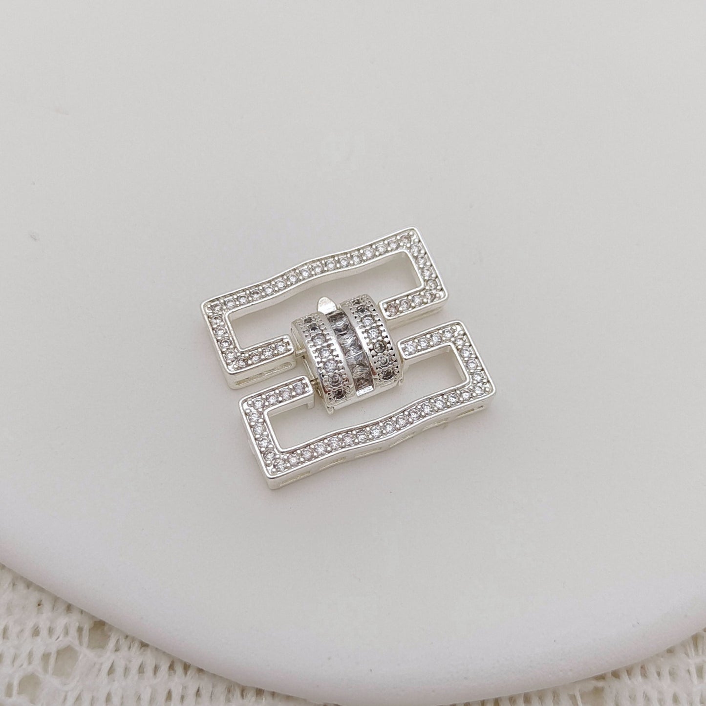 【B45】DIY Jewelry Clasp – Large Infinity 5-Hole Full Zircon Connector | 18K Gold/Silver Plated High-Color Retention Copper Findings | Beading Accessories iFCraftorium
