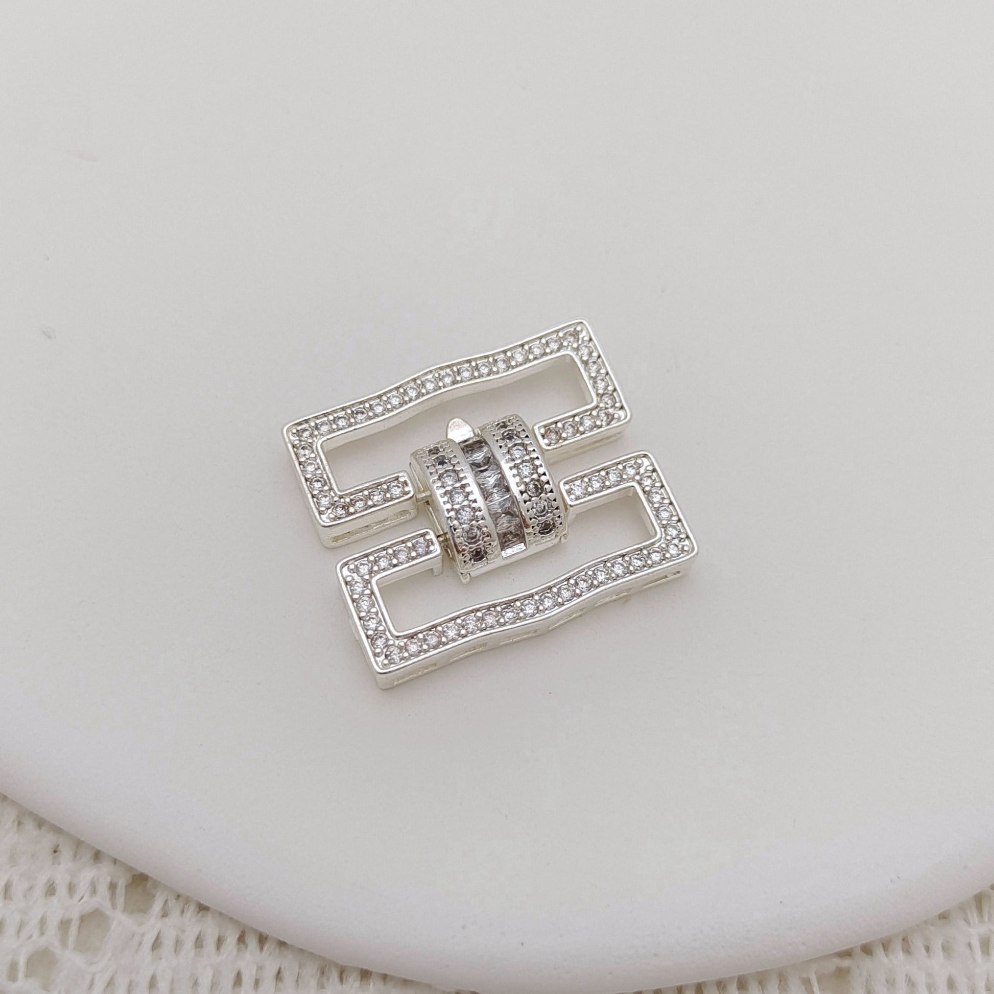 【B45】DIY Jewelry Clasp – Large Infinity 5-Hole Full Zircon Connector | 18K Gold/Silver Plated High-Color Retention Copper Findings | Beading Accessories iFCraftorium
