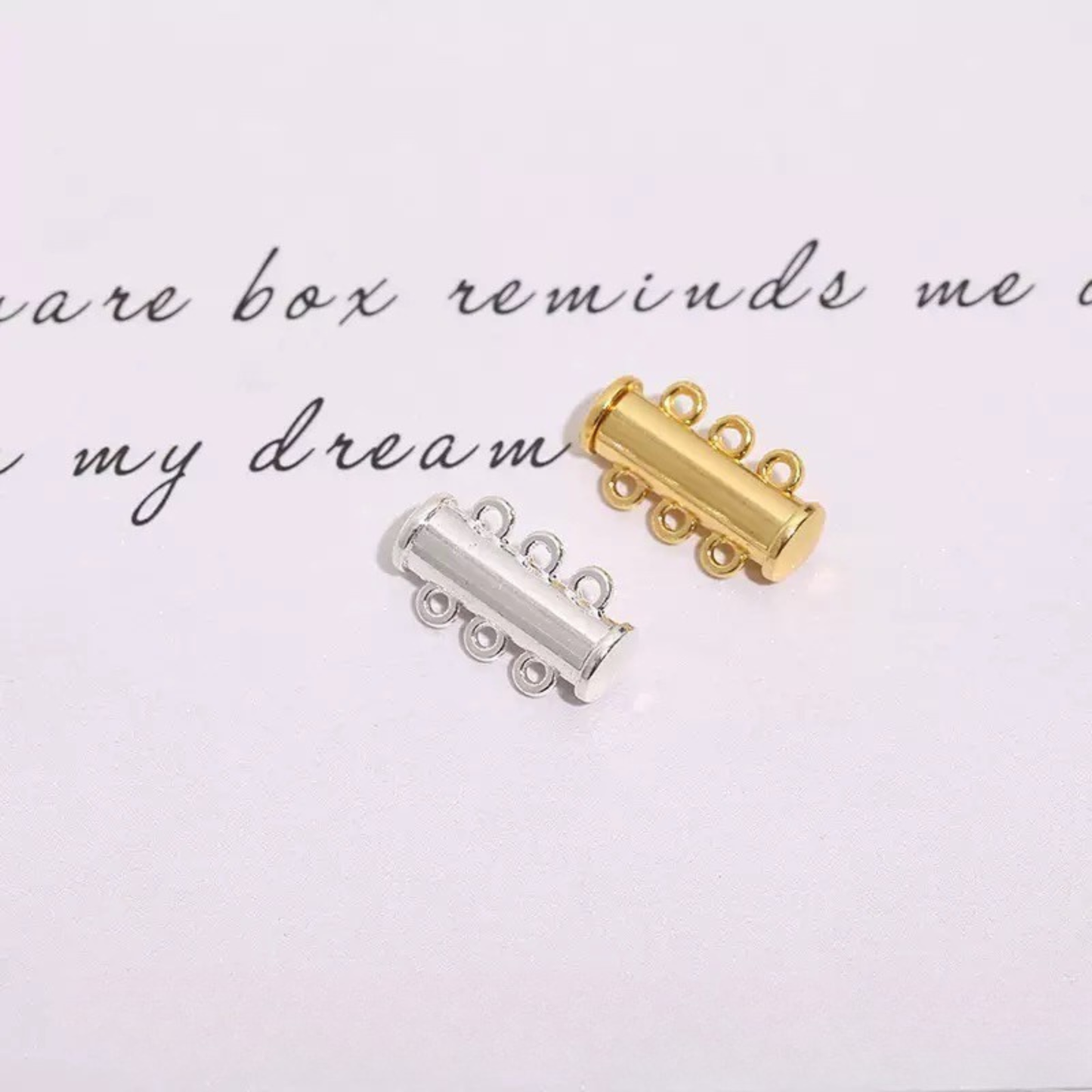 【B42】2PCS DIY Jewelry Findings – 5-Strand Tube Magnetic Clasp | 18K Gold/Silver Plated, Anti-Tarnish Copper