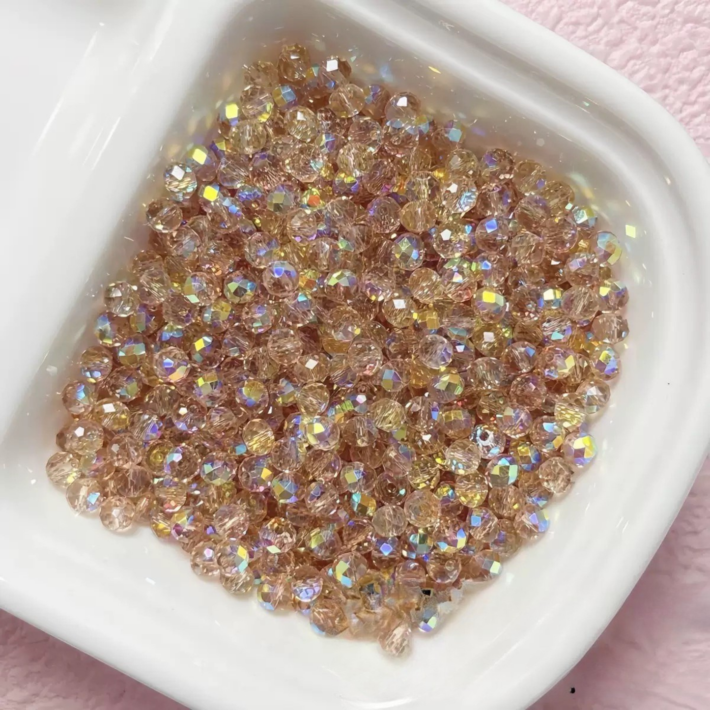 【L08】100PCS DIY Crystal Beads – 6mm AB Shiny Rondelle Wheel Beads, Imitation Swarovski Glass Beads for Handmade Jewelry Making (Bracelets & Necklaces)