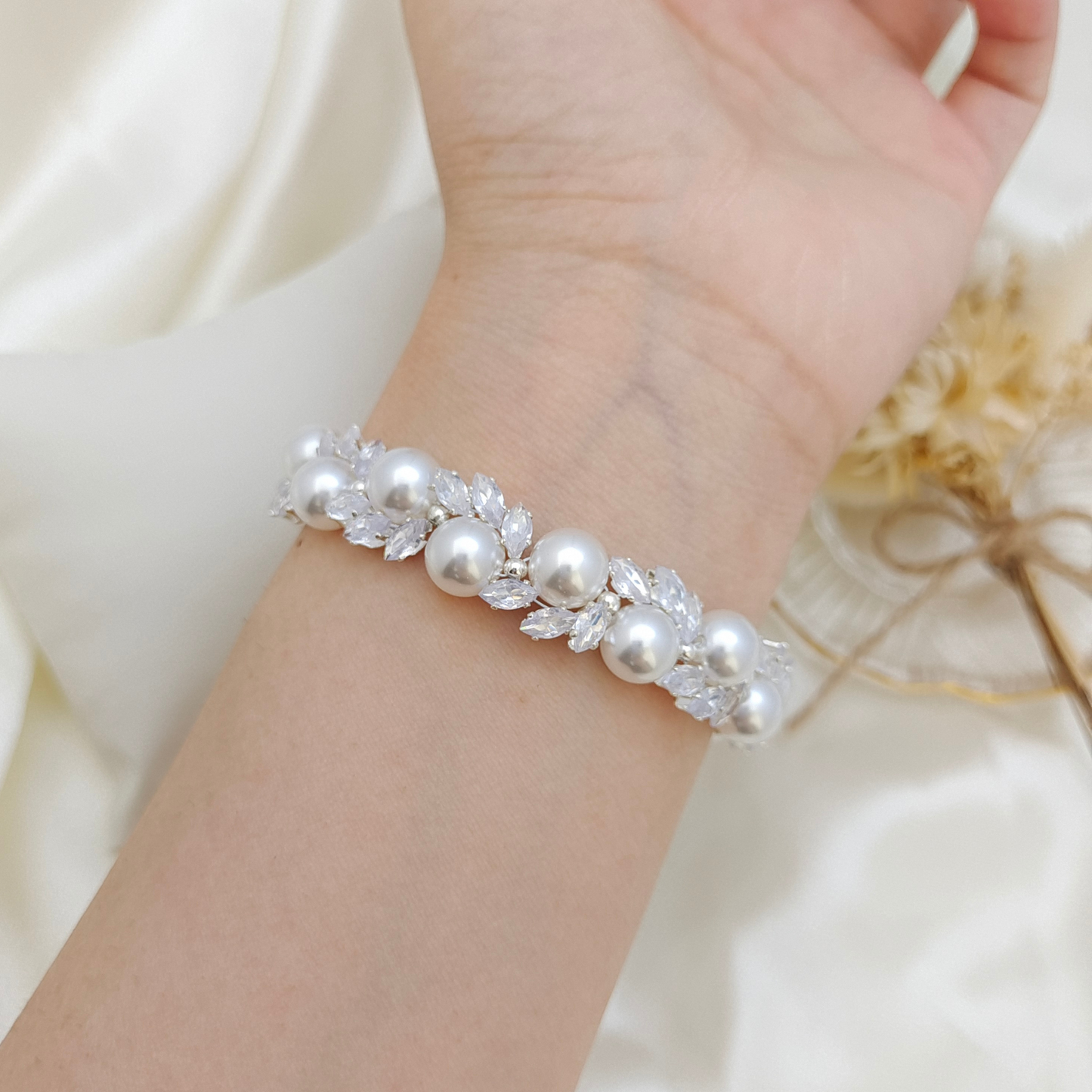 【No.52】 Angel’s Feather DIY Bracelet Craft Kit | Marquise Zircon & Pearl | Handmade Jewelry Includes Tutorial iFCraftorium