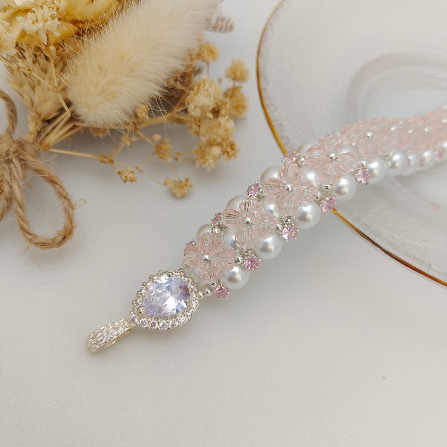 【No.79】 Tear of Mermaid DIY Bracelet Craft Kit – Pearls, Crystals, CZ & Full Tutorial Handmade Bracelet