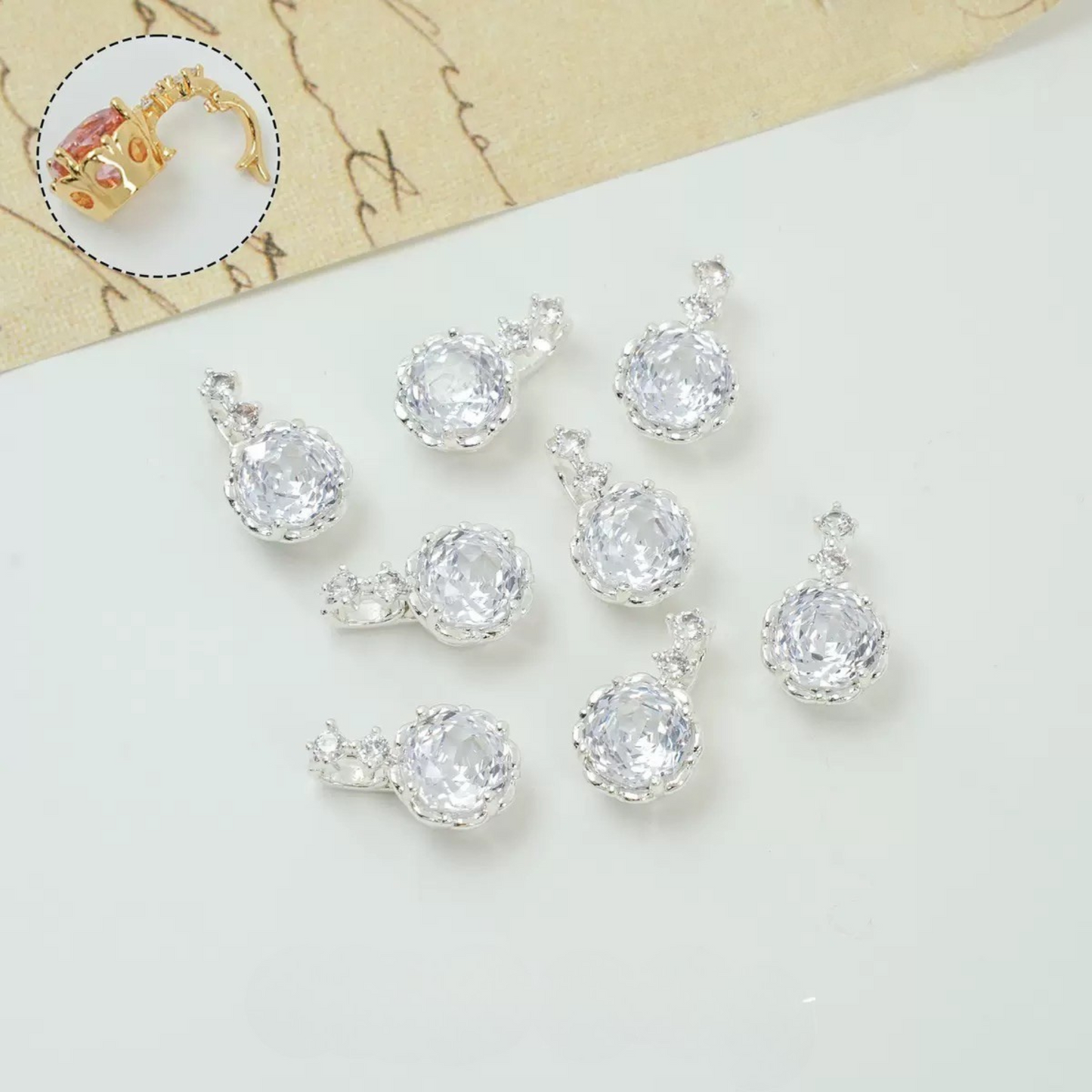 【B22】1PCS Rose-Cut Flower Clasp & Pendant | Dual Use | High-Gloss Copper DIY Jewelry Connector | 6 Colors