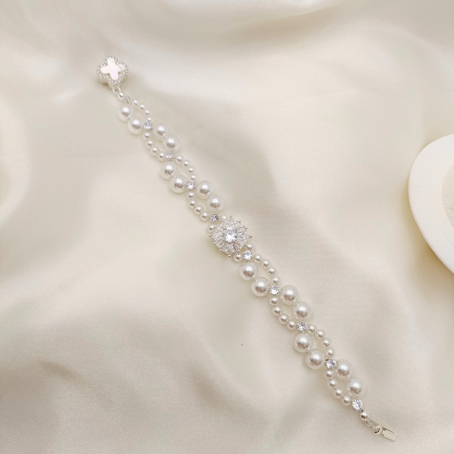 【No.48】 Dream Wedding DIY Bracelet Craft Kit with Pearl & Zircon Handmade Bracelet – Step-by-Step Tutorial iFCraftorium