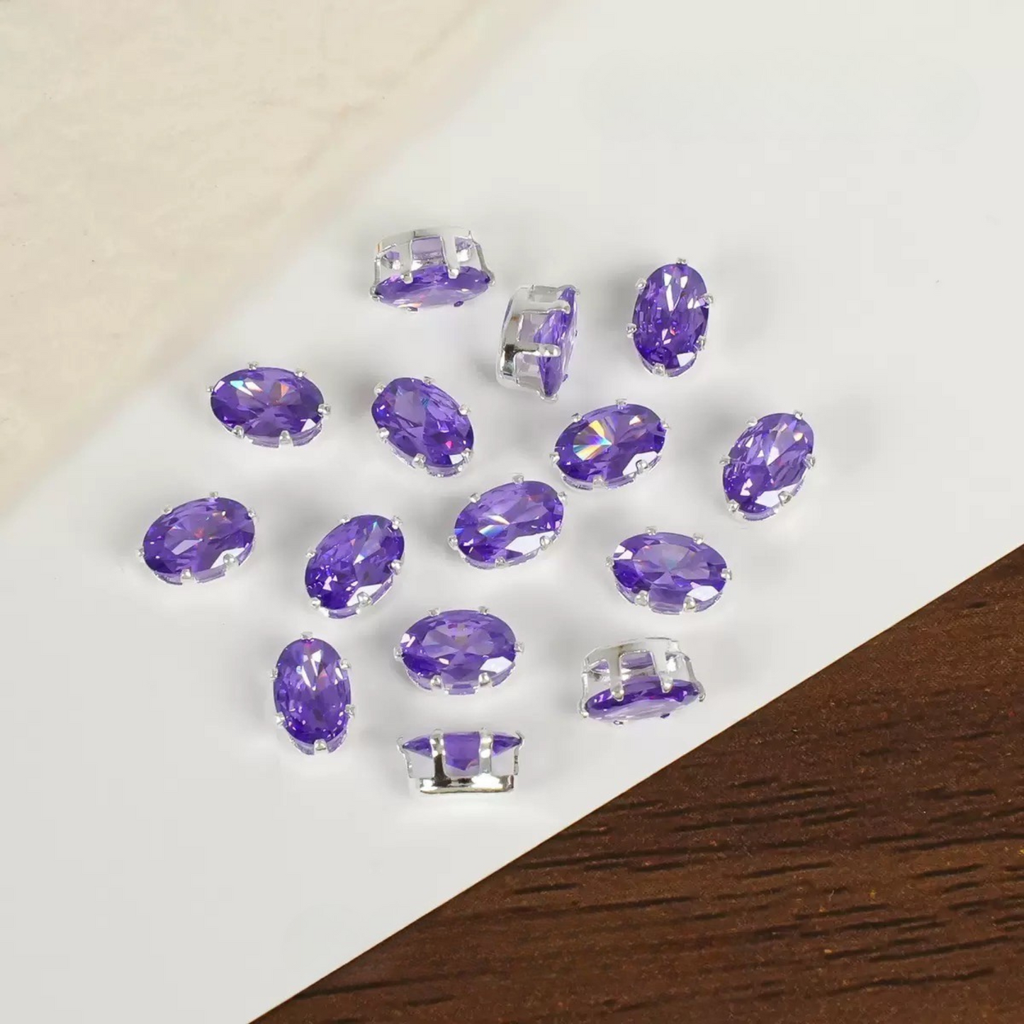 【A15】50pcs Oval-Cut CZ Spacer Beads – High-Color-Fast Silver Plated Alloy, Prong-Set, DIY Jewelry Supplies iFCraftorium