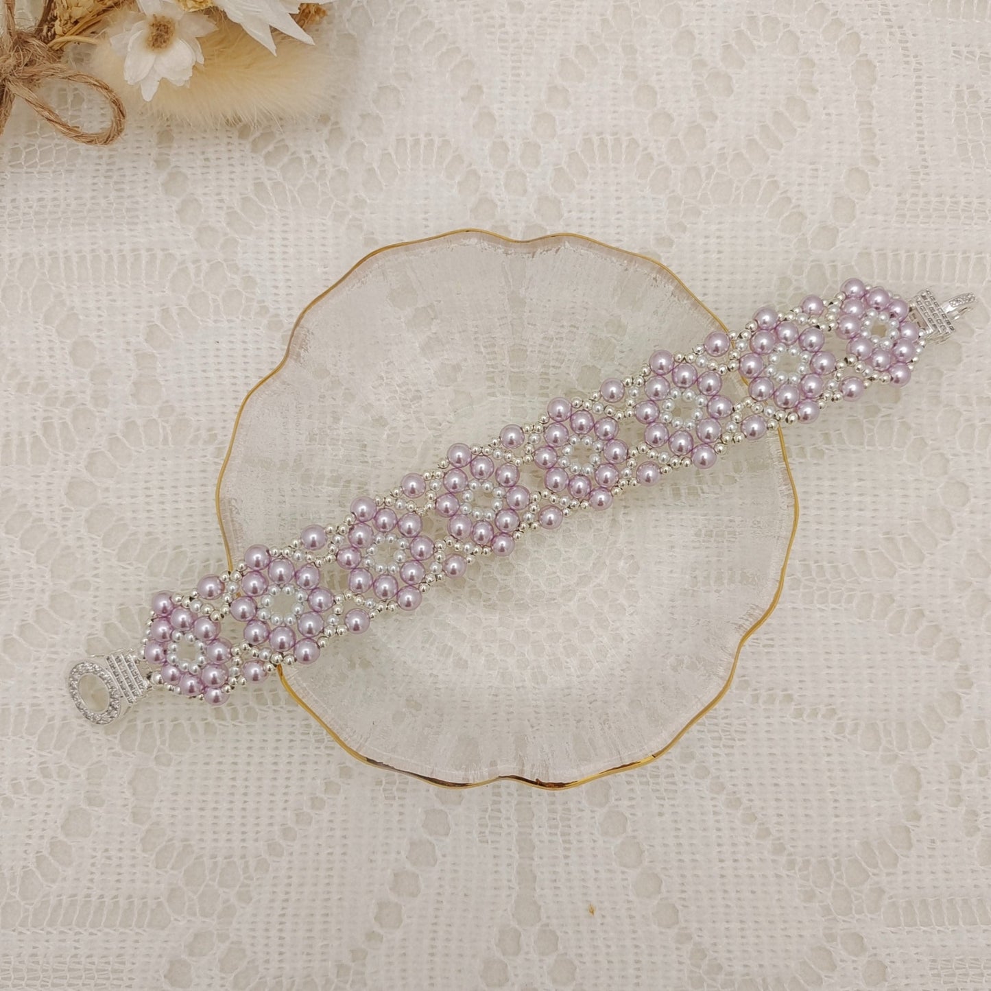 【No.125】DIY Beading Kit – Sweet Berry Pearl Bracelet | Complete Jewelry Making Set with Tutorial iFCraftorium