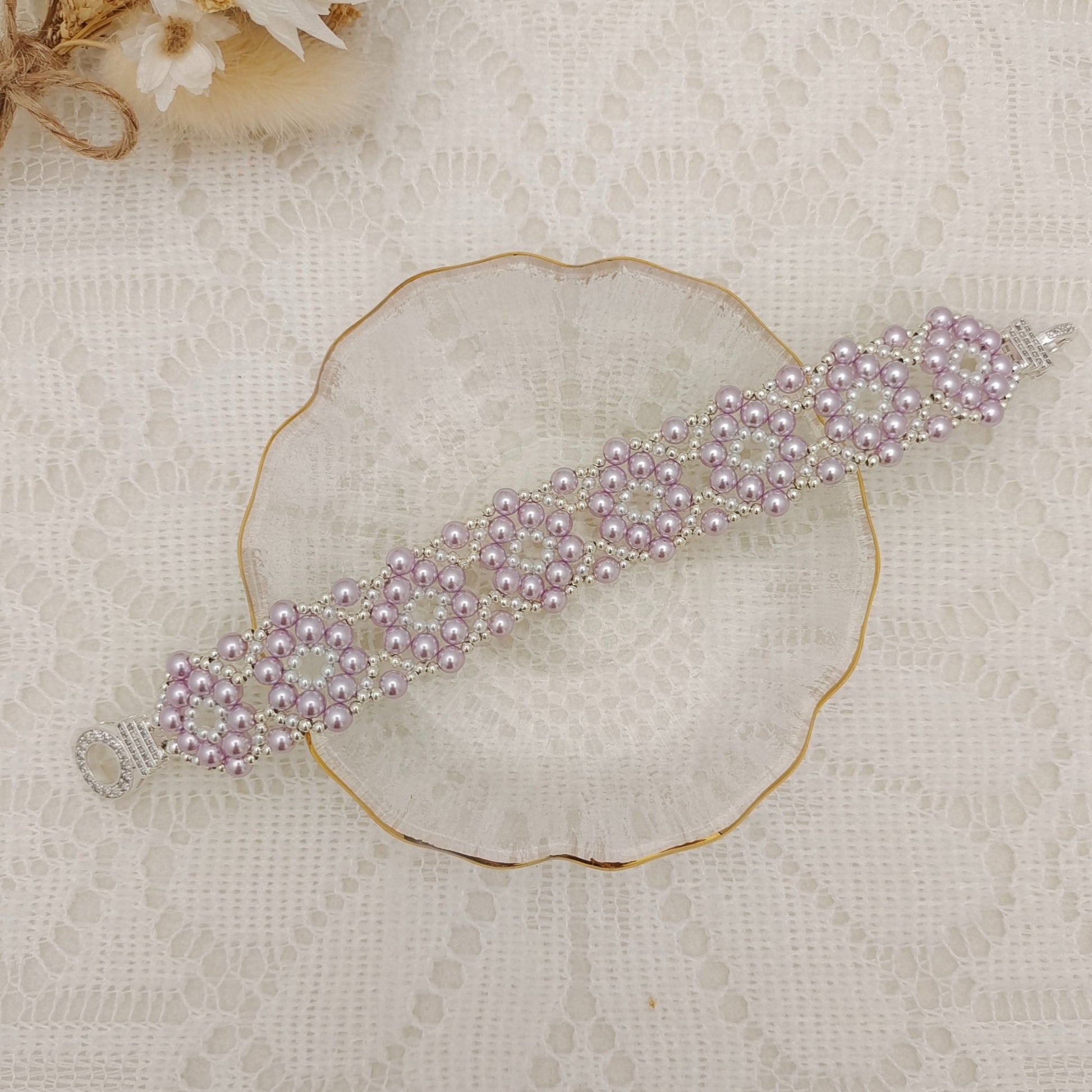 【No.125】DIY Beading Kit – Sweet Berry Pearl Bracelet | Complete Jewelry Making Set with Tutorial iFCraftorium