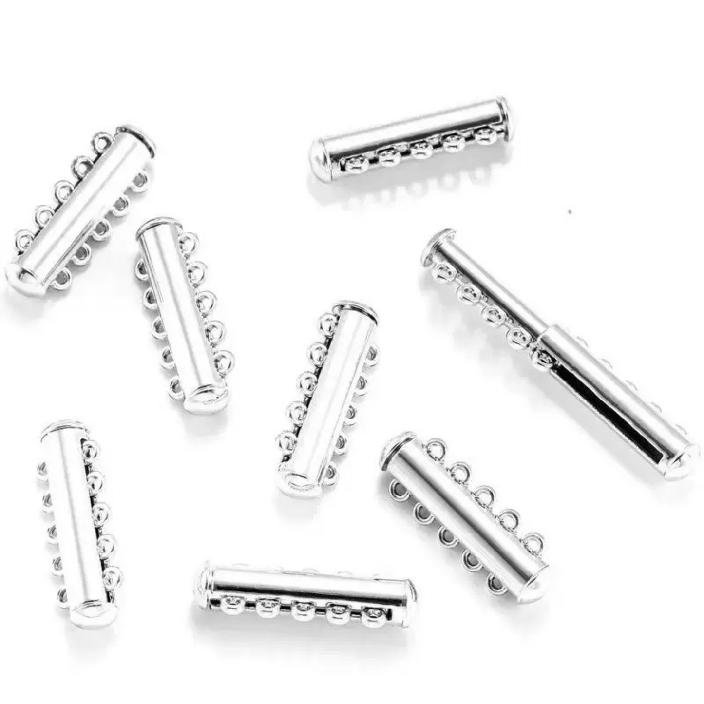 【B42】2PCS DIY Jewelry Findings – 5-Strand Tube Magnetic Clasp | 18K Gold/Silver Plated, Anti-Tarnish Copper