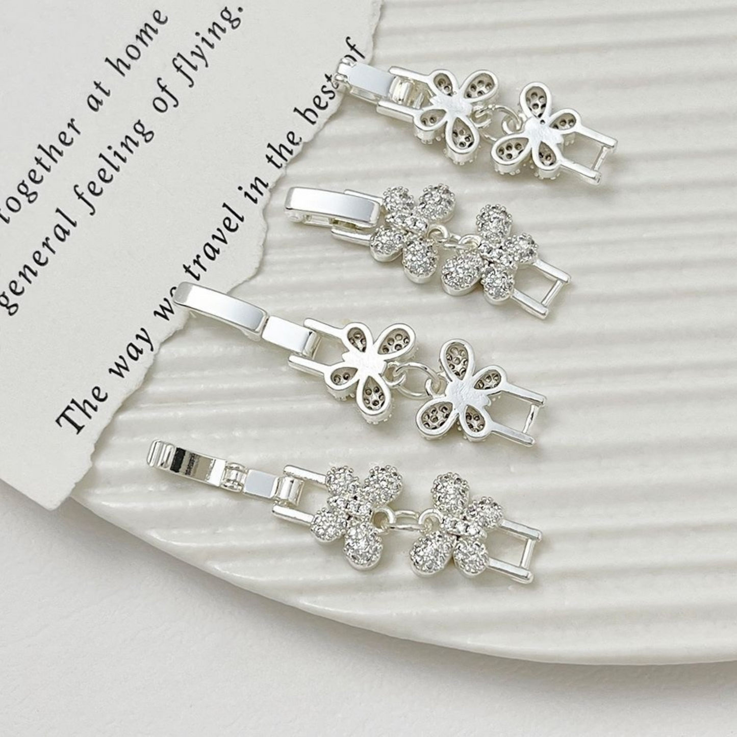 【B18】1PCS Butterfly Clasp Connector – Micro Pave Rhinestone Strap Link | DIY Jewelry Making