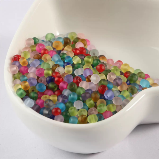 【S20】DIY Beading Supplies – 3mm Frosted Glass Seed Beads, Mixed Colors iFCraftorium