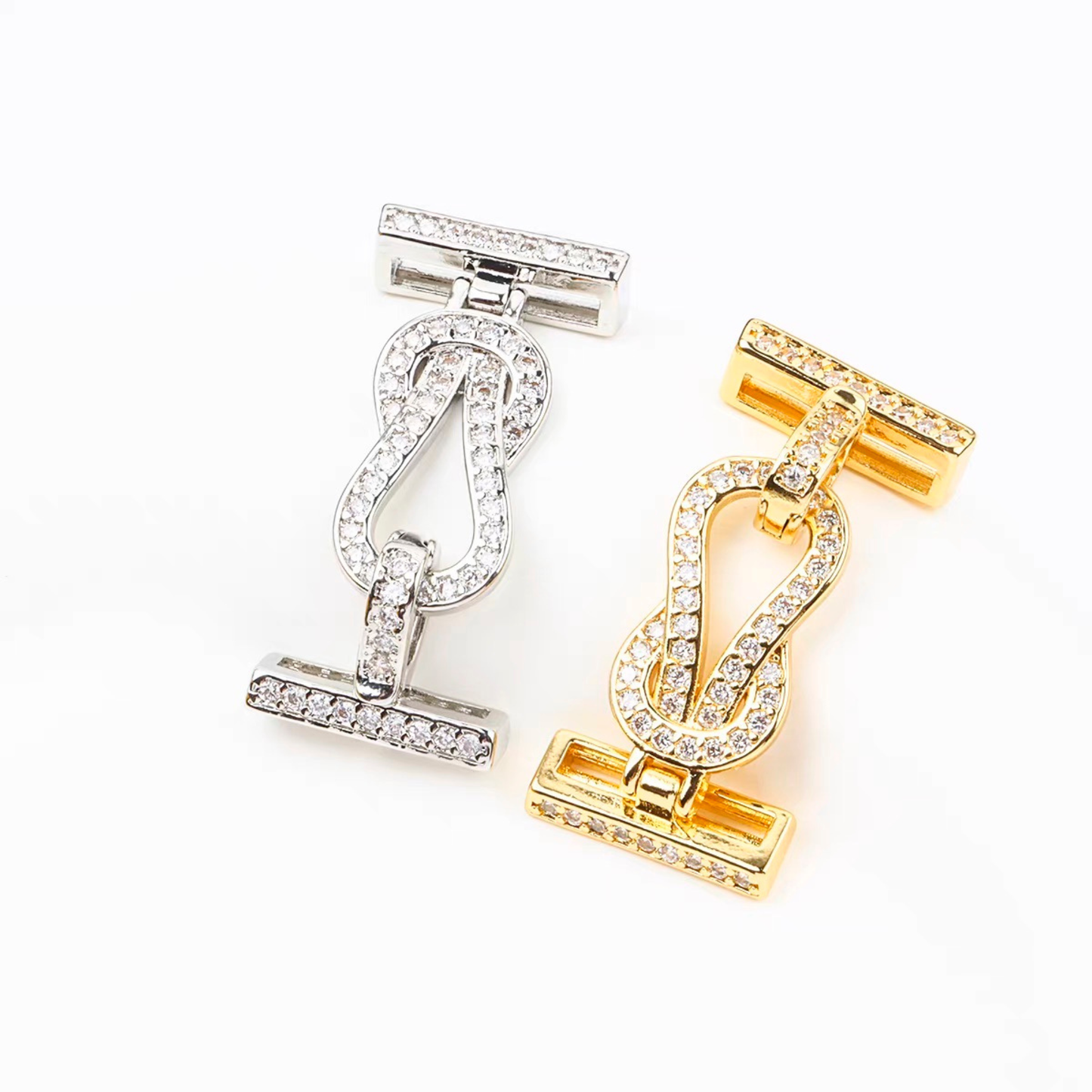 【B46】1PCS DIY Jewelry Clasp – 4-Hole Interwoven Rhinestone Connector, Gold/Silver Plated iFCraftorium