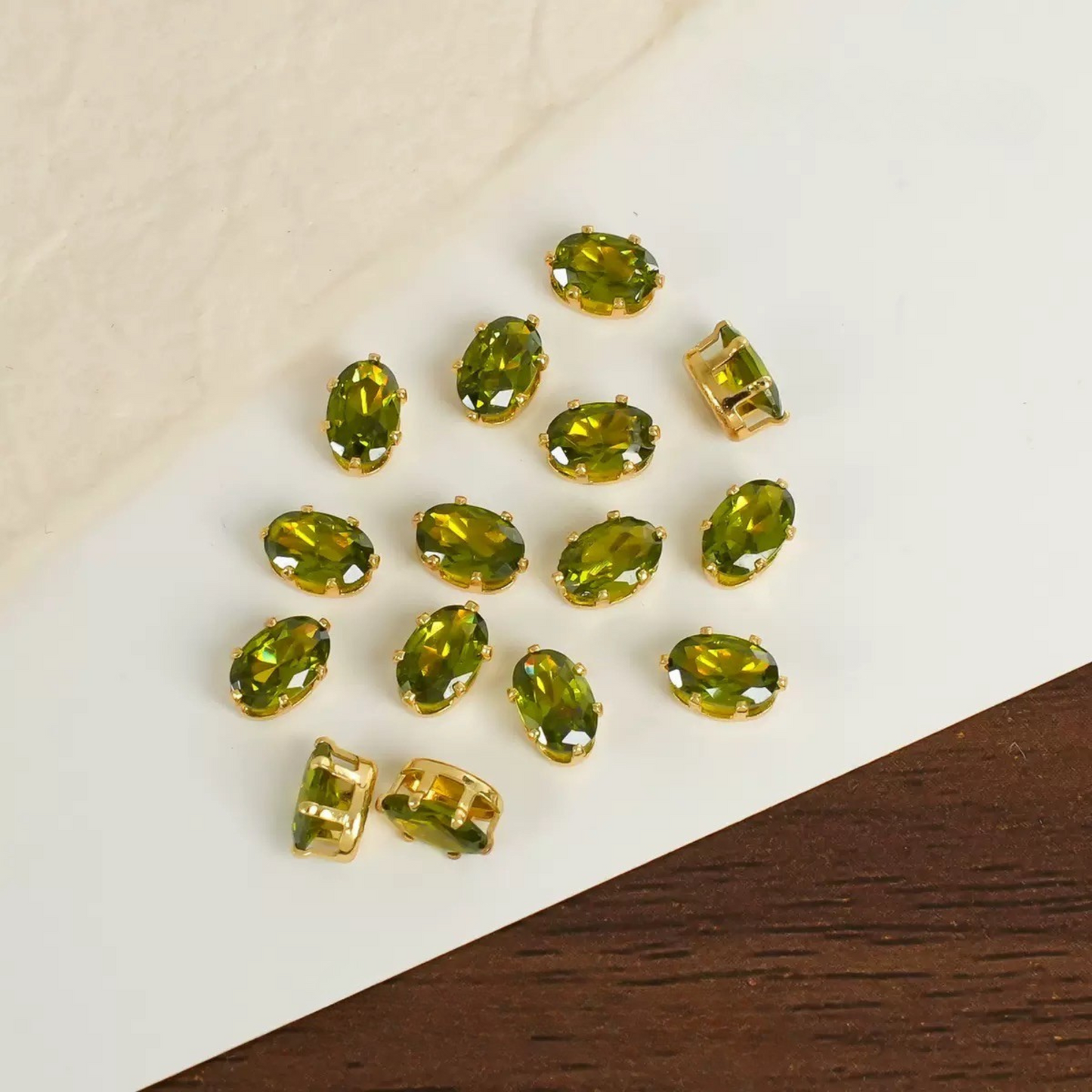 【A14】50pcs Oval-Cut CZ Spacer Beads – High-Color-Fast Gold Plated Alloy, Prong-Set, DIY Jewelry Supplies iFCraftorium