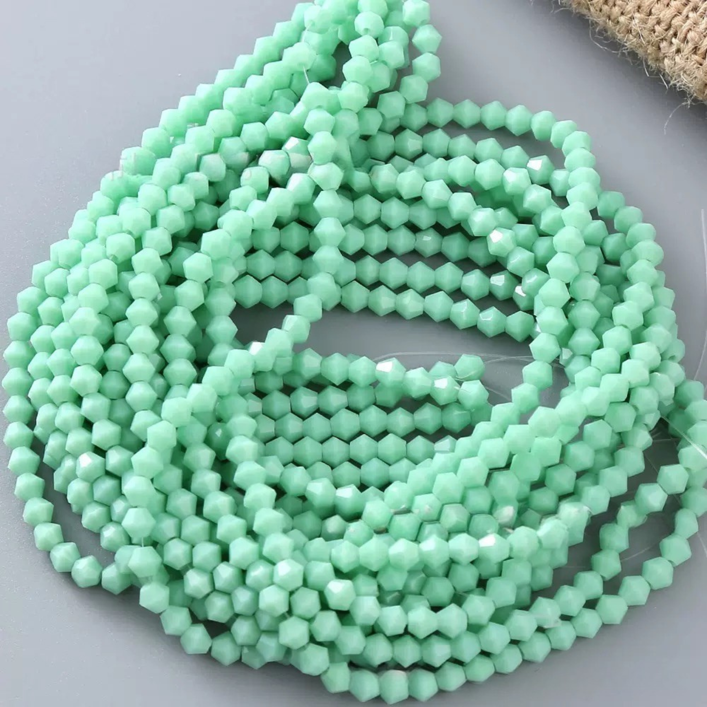 【L04】200pcs 4mm Transparent Diamond-Cut Glass Bicone Beads – Spacer Beads for DIY Bracelets & Necklaces iFCraftorium