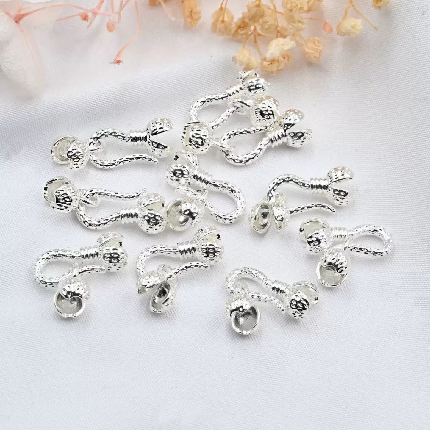 【B38】2PCS DIY Jewelry Findings | Pepper Bud Connector Clasp | 18K Gold / Silver Plated Copper | Anti-Tarnish Beading Accessories