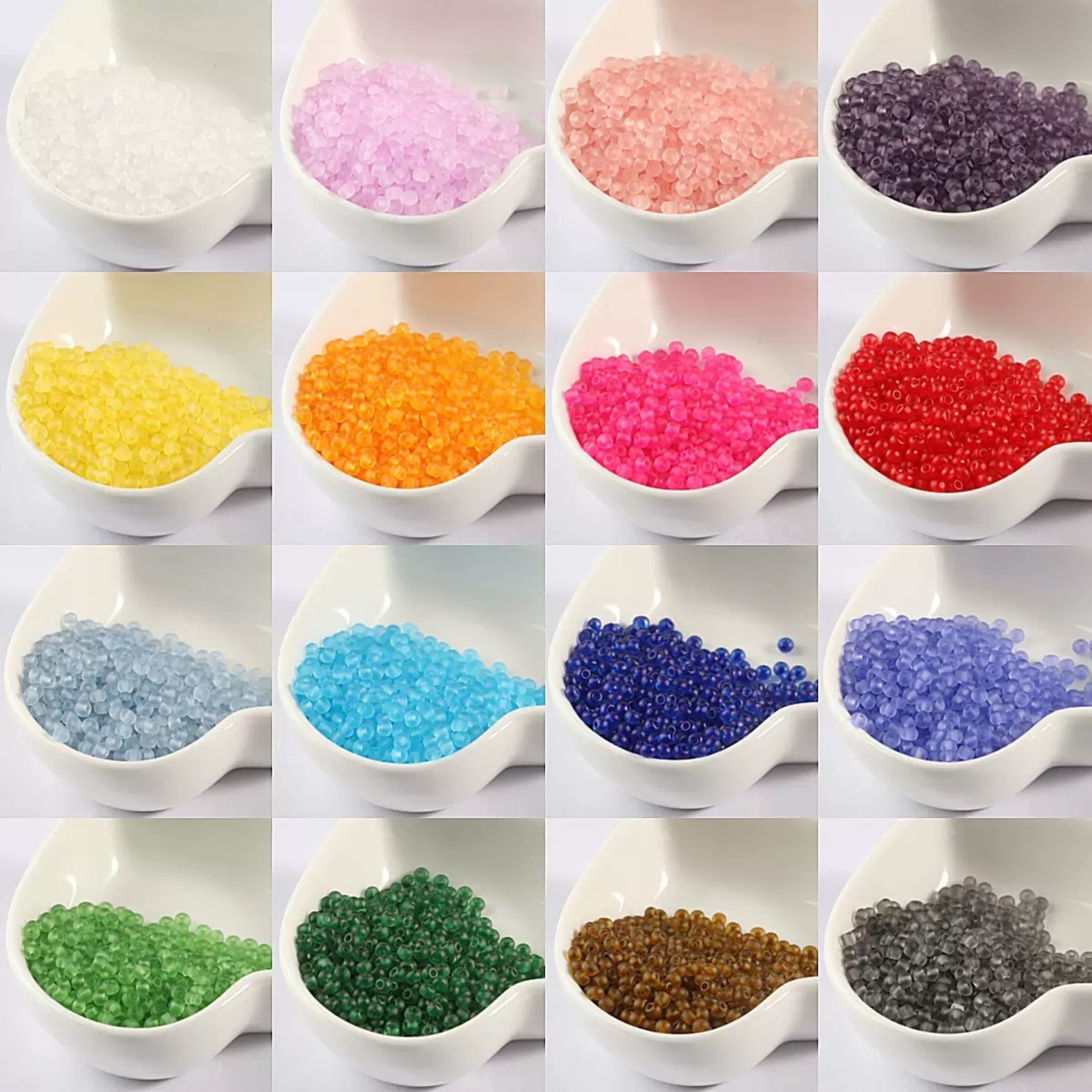 【S20】DIY Beading Supplies – 3mm Frosted Glass Seed Beads, Mixed Colors iFCraftorium