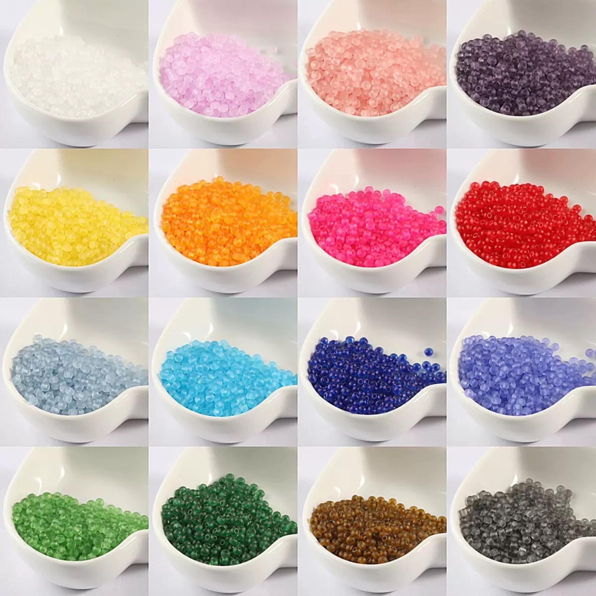 【S20】DIY Beading Supplies – 3mm Frosted Glass Seed Beads, Mixed Colors iFCraftorium