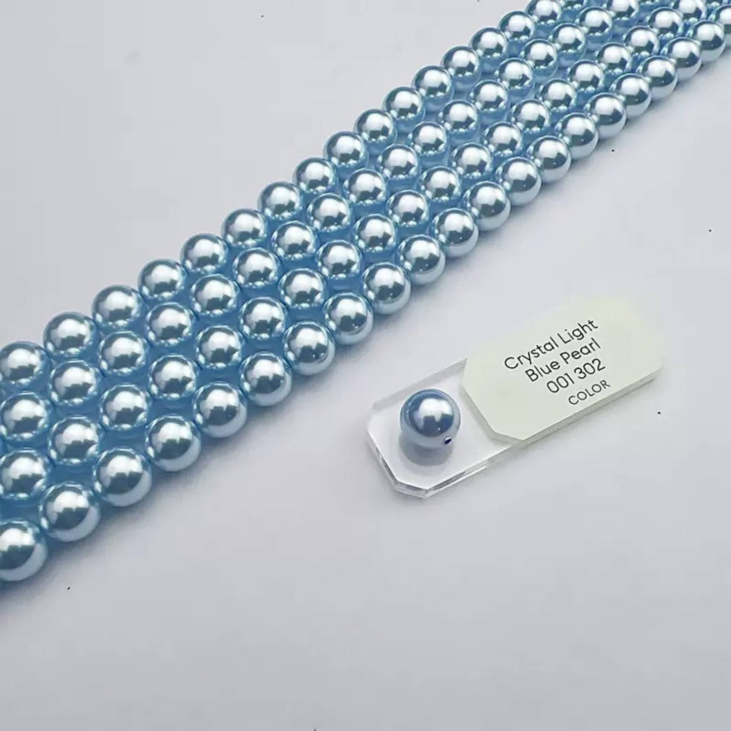 【P06】Imitation Swarovski 302 Light Blue Pearls | 3–8mm Round Glass Beads | High-Luster | DIY Jewelry Beading Supplies