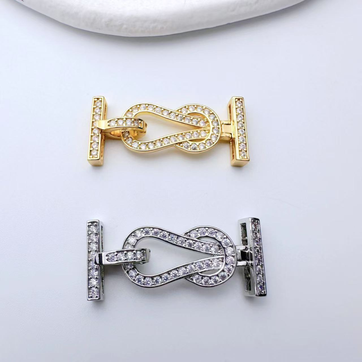 【B46】1PCS DIY Jewelry Clasp – 4-Hole Interwoven Rhinestone Connector, Gold/Silver Plated iFCraftorium