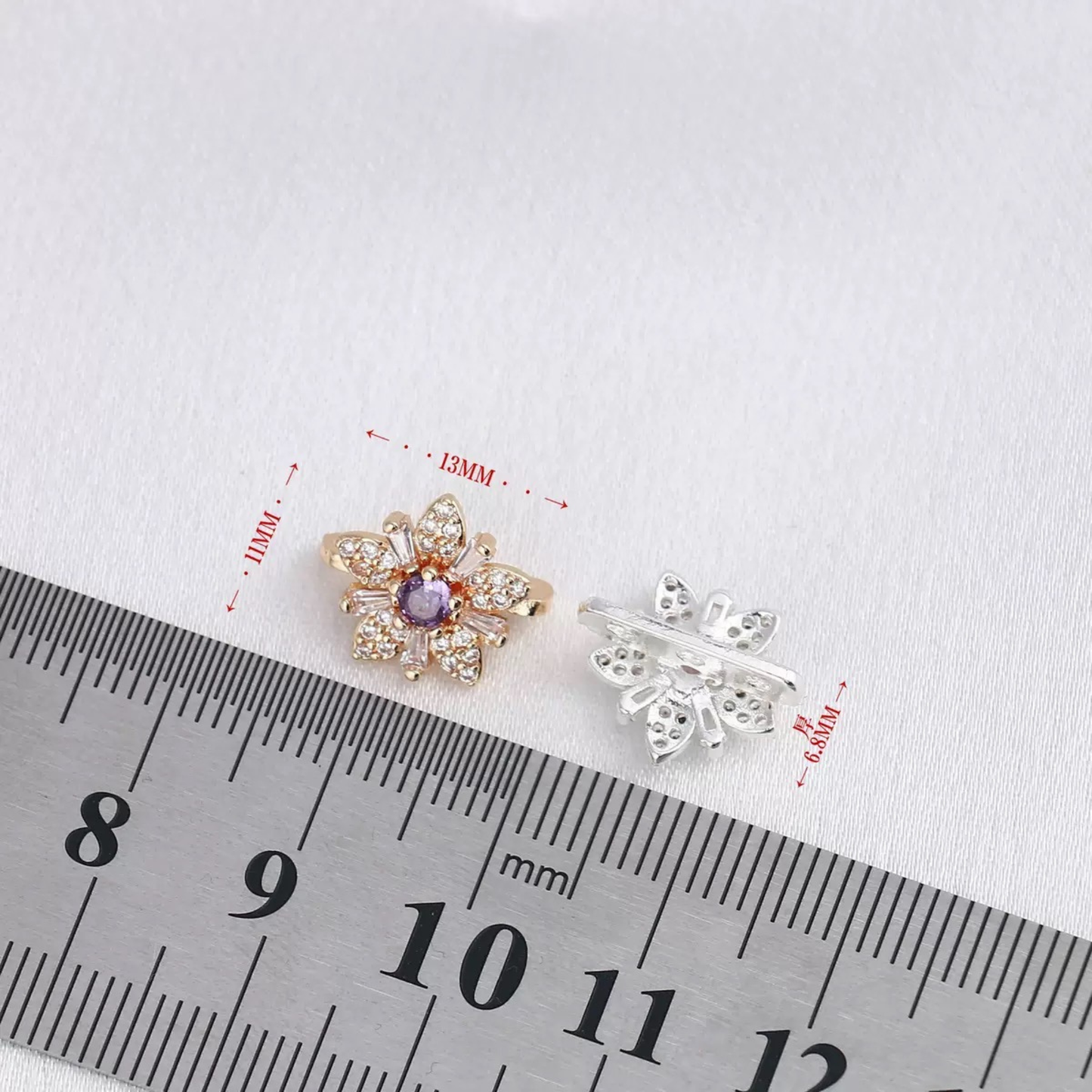 【S18】10PCS DIY Jewelry Spacer – 3-Hole Snowflake Connector, Full Pave Zircon, 18K Gold / Thick Silver Plated, High Color Retention, for Beaded Bracelet & Necklace Making iFCraftorium