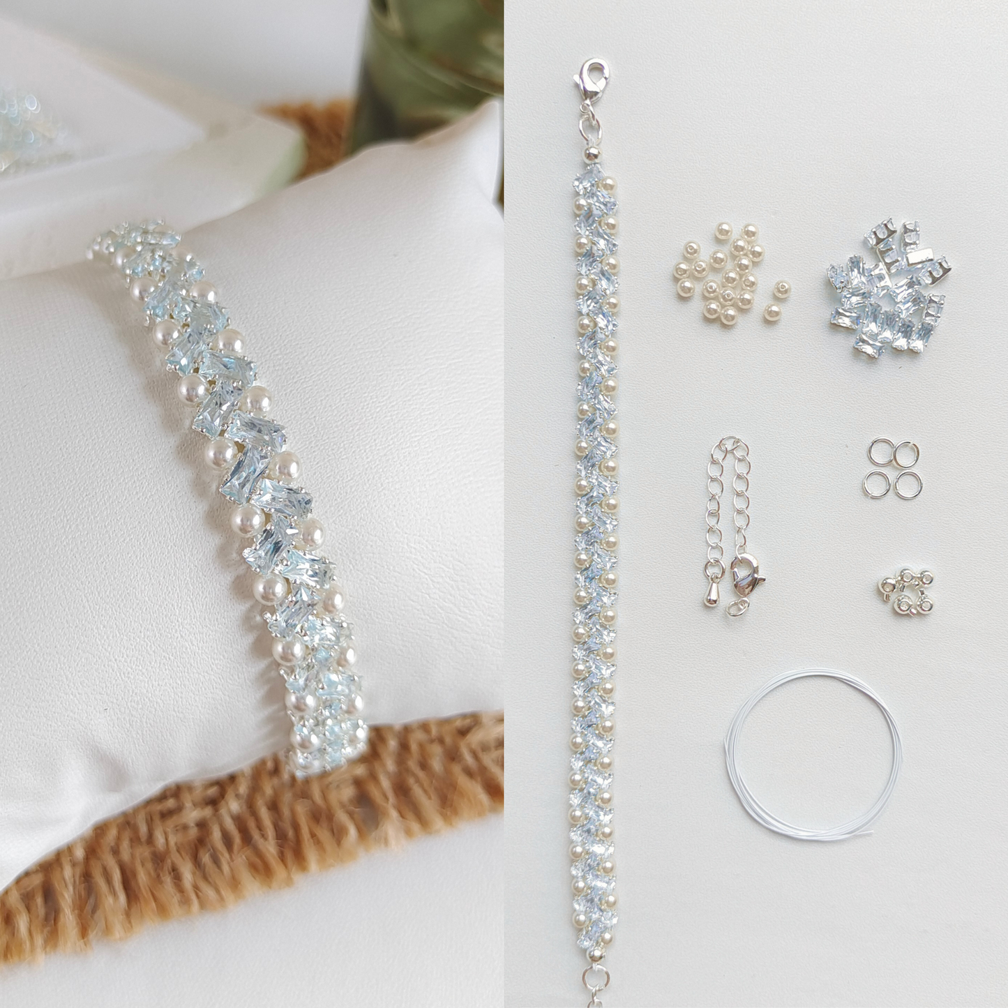 No.20 Frozen-Inspired Elsa DIY Bracelet Kit – Ice Blue CZ, Pearls, Lollipop Charms