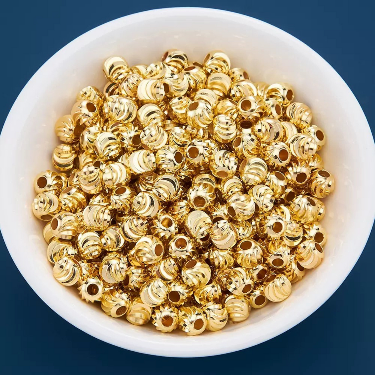 【S11】100PCS DIY Beading Supplies – Watermelon Pattern Spacer Beads, 18K Gold/Silver Plated Copper Beads for Handmade Jewelry