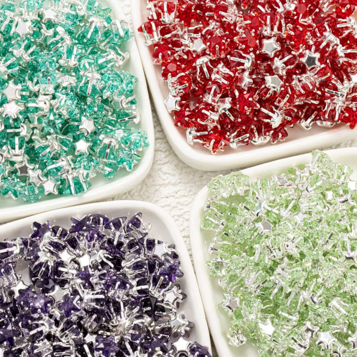 【A24】50pcs Star-Shaped CZ Spacer Beads – Silver-Plated, High-Color-Fast, 4mm/5mm DIY Jewelry Charms