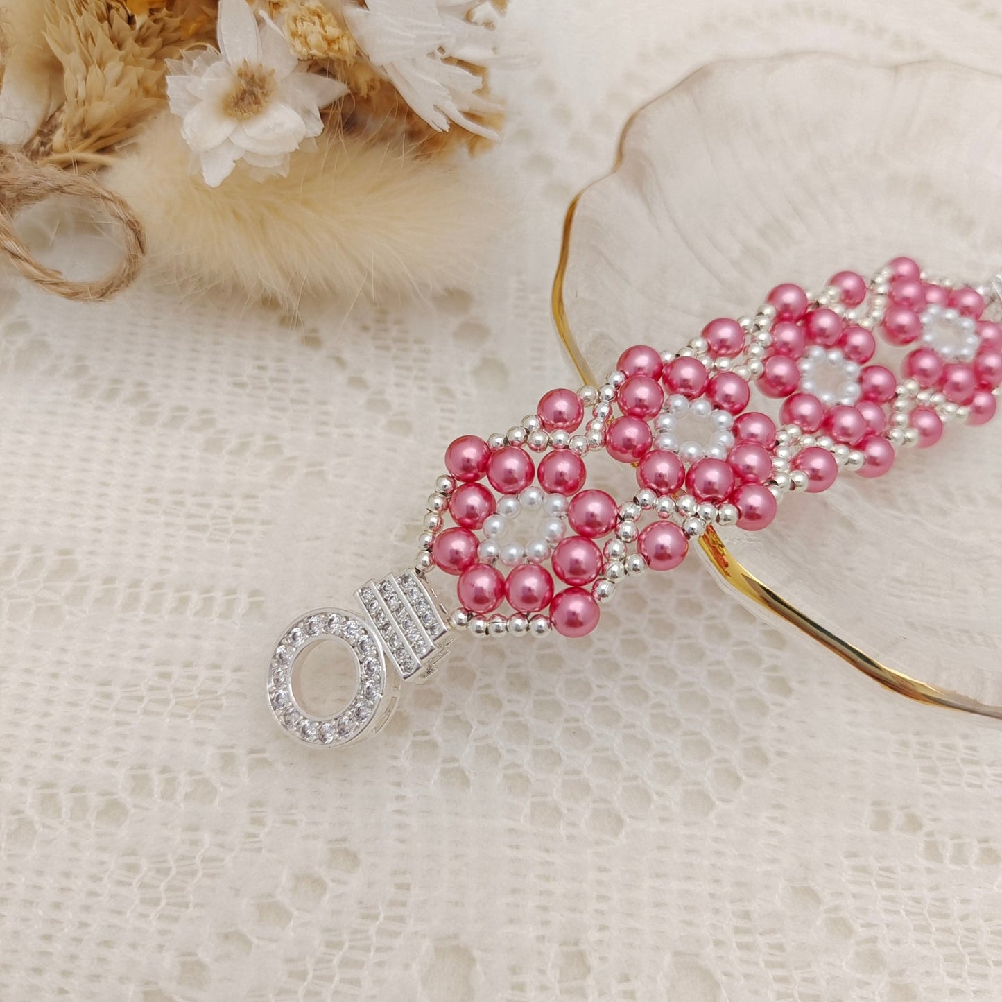 【No.125】DIY Beading Kit – Sweet Berry Pearl Bracelet | Complete Jewelry Making Set with Tutorial iFCraftorium