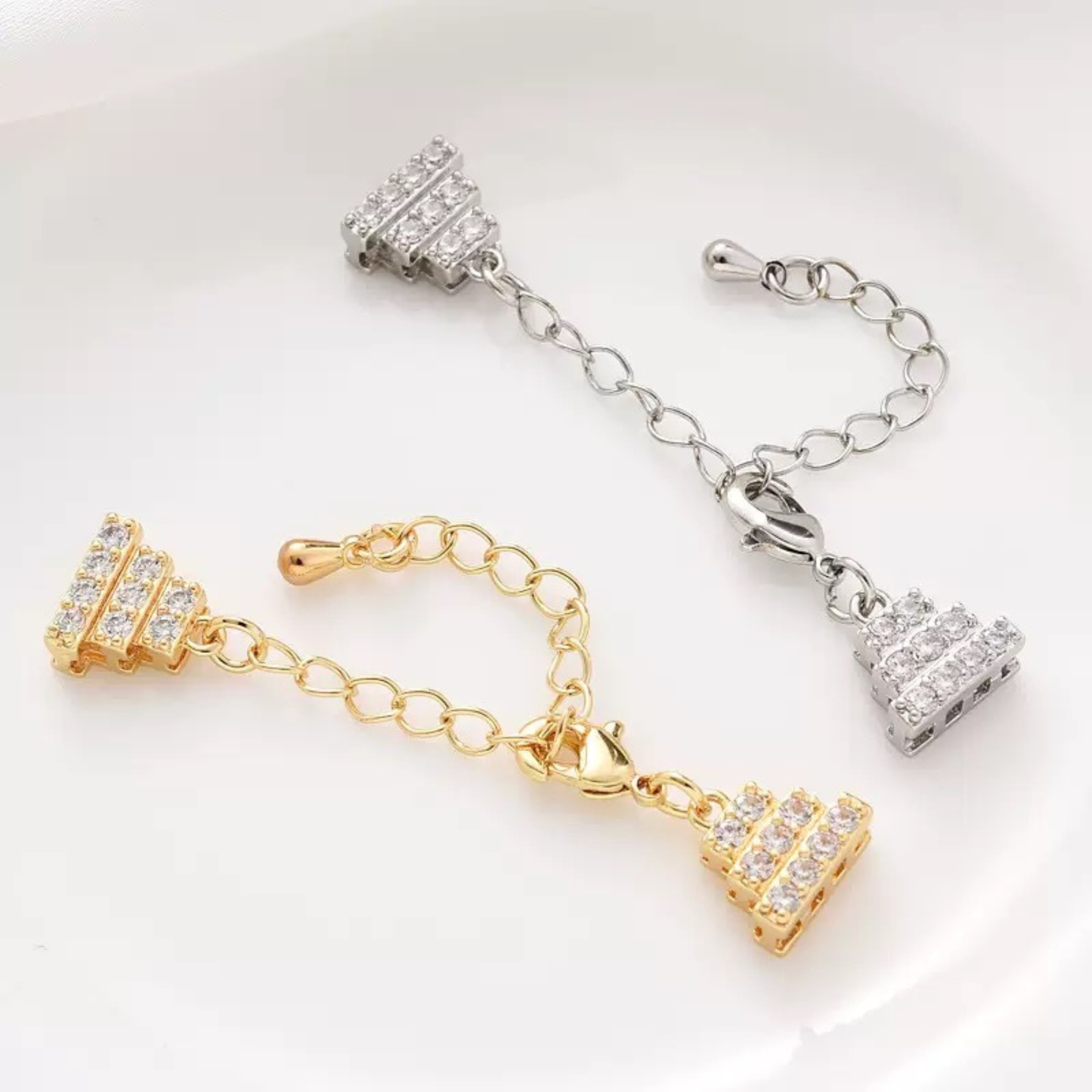 【B43】DIY Jewelry Clasp – Cake Lobster Clasp with Extension Chain | Adjustable | 18K Gold/Silver Plated