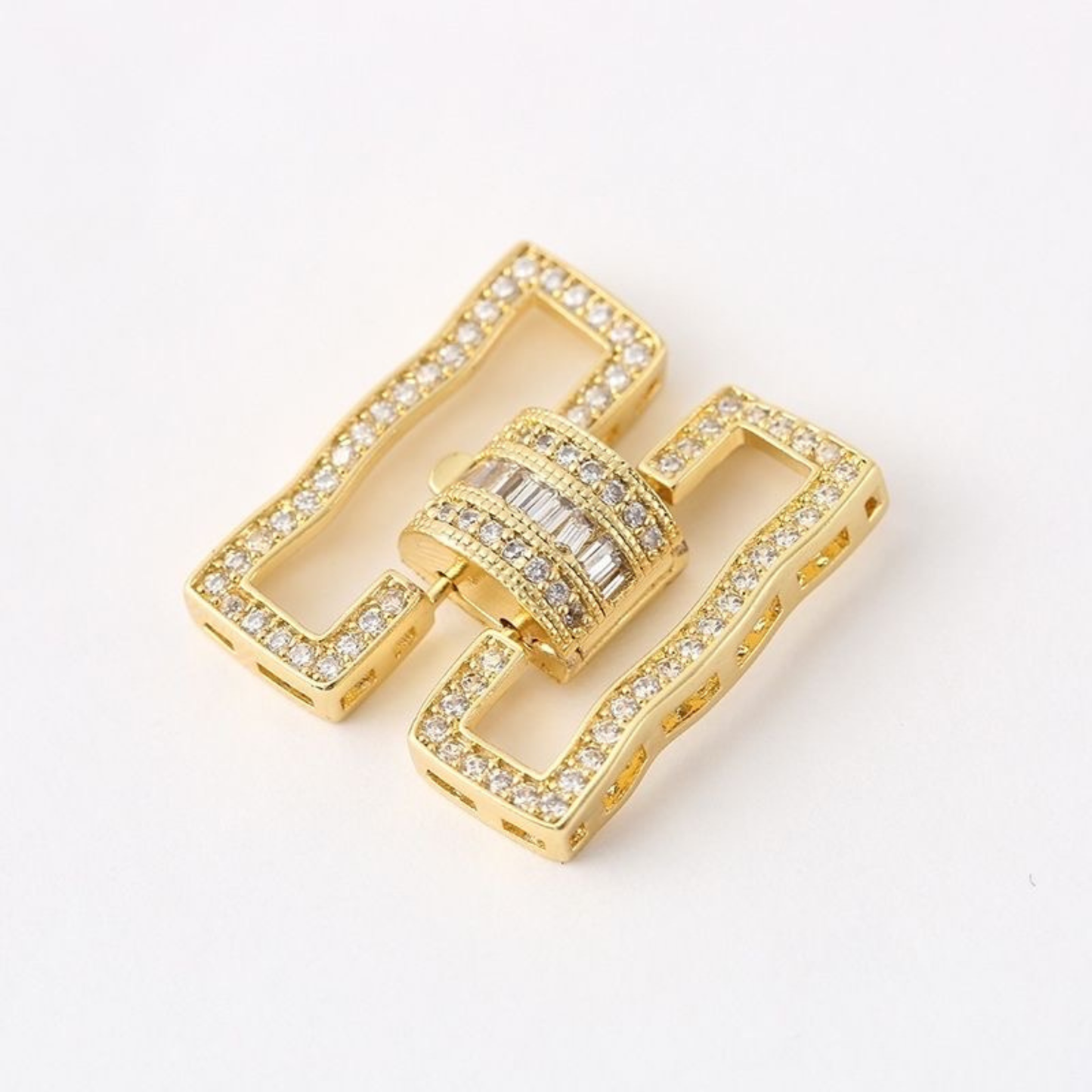【B45】DIY Jewelry Clasp – Large Infinity 5-Hole Full Zircon Connector | 18K Gold/Silver Plated High-Color Retention Copper Findings | Beading Accessories iFCraftorium