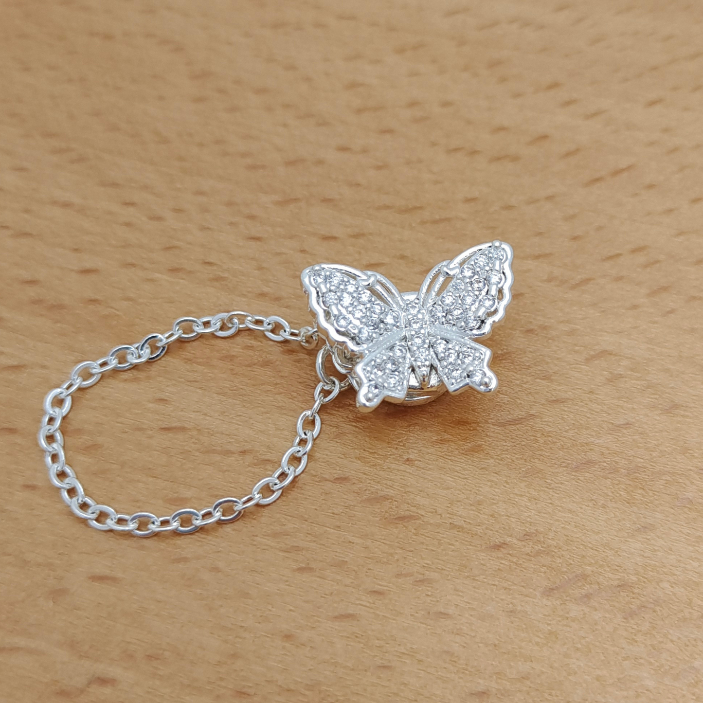 【B35】DIY Clasp – Full Zircon Dreamy Butterfly Magnetic Clasp with Safety Chain, 18K Gold/Thick Silver Plated, Tarnish Resistant, Jewelry Making Accessories
