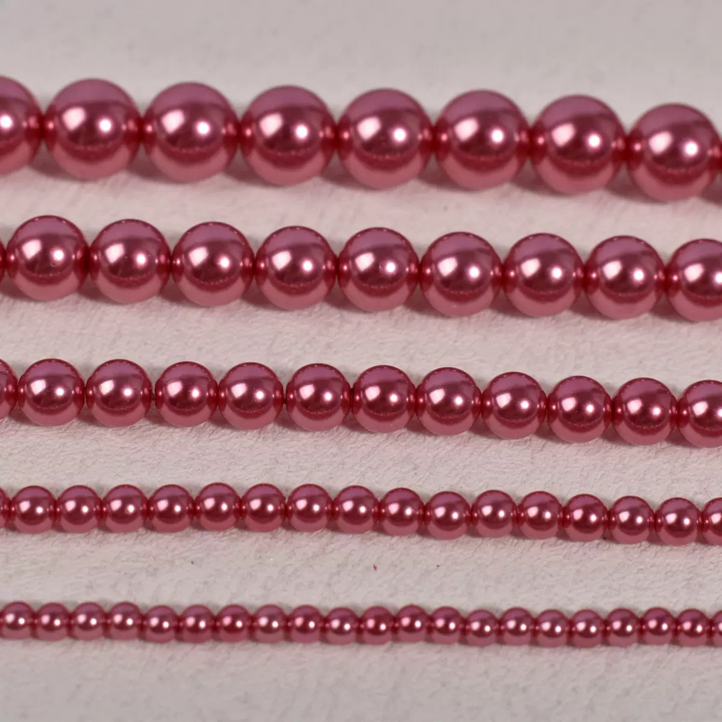 【P13】DIY Beads – Rose Pink Glass Pearls (Swarovski Style) 3-8mm | High Luster Round Beads | Jewelry Making Supplies