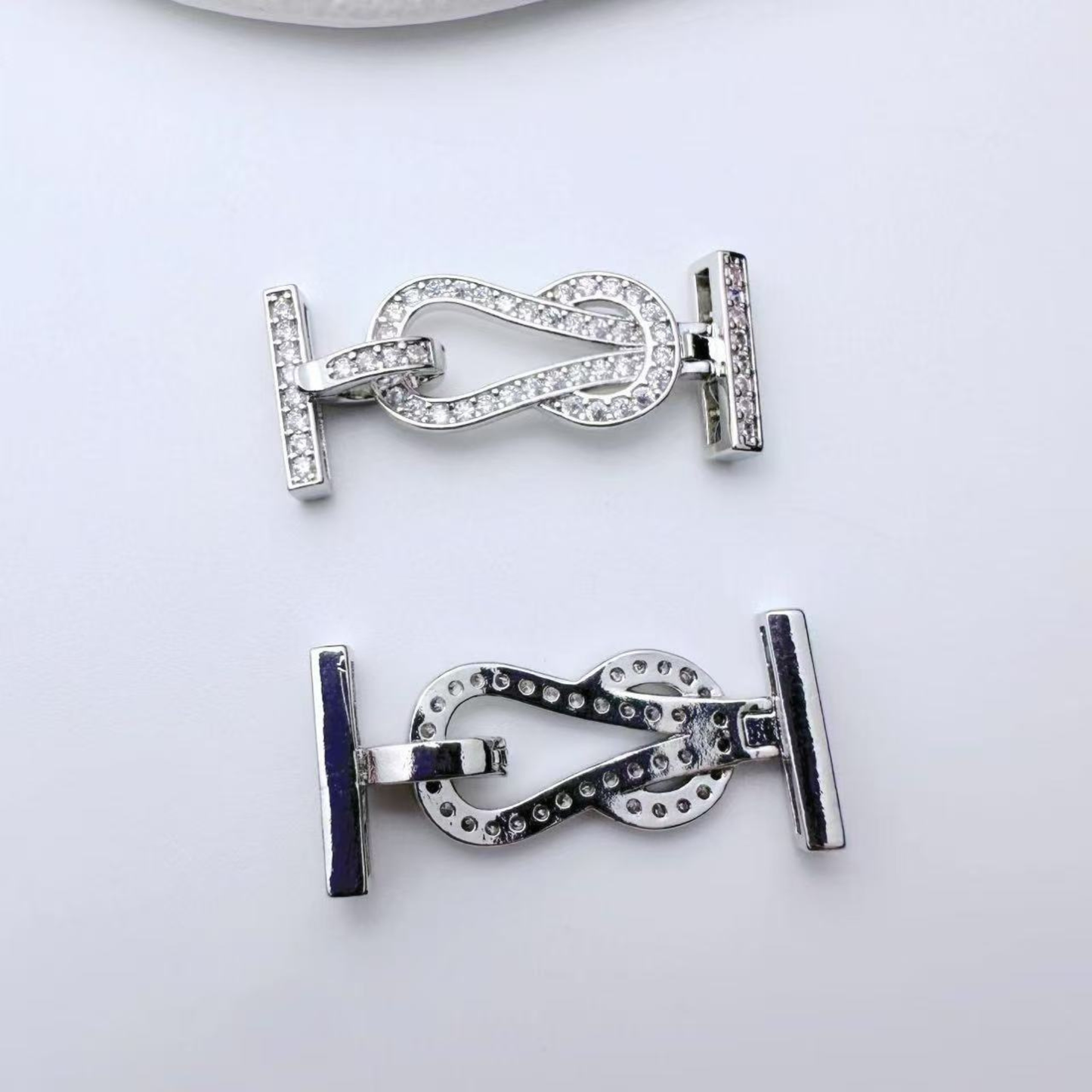 【B46】1PCS DIY Jewelry Clasp – 4-Hole Interwoven Rhinestone Connector, Gold/Silver Plated iFCraftorium