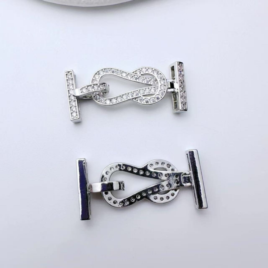 【B46】1PCS DIY Jewelry Clasp – 4-Hole Interwoven Rhinestone Connector, Gold/Silver Plated iFCraftorium