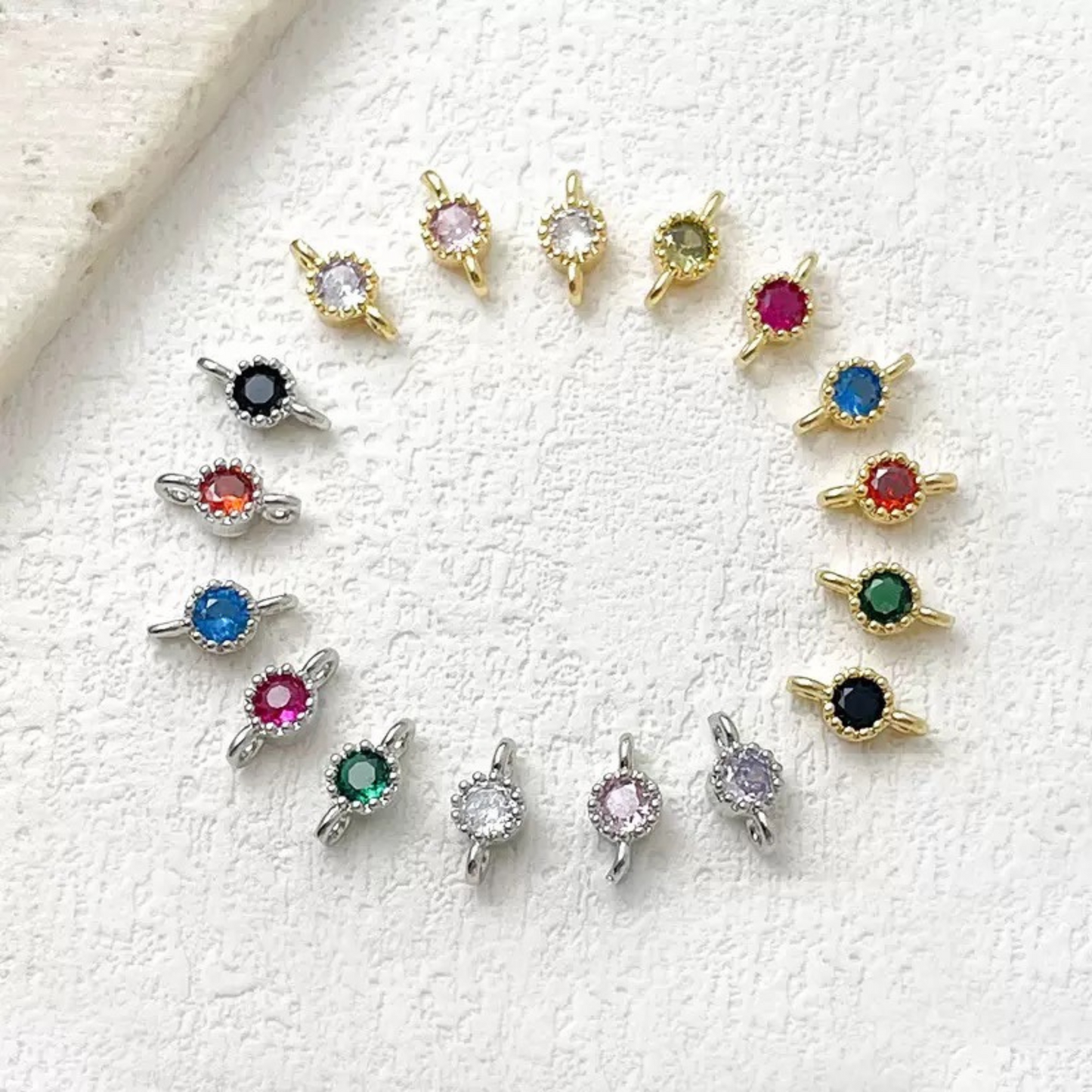 【E01】10pcs 4mm Double-Hole CZ Spacer Beads – Gold Plated, High-Color-Fast, DIY Jewelry Connectors