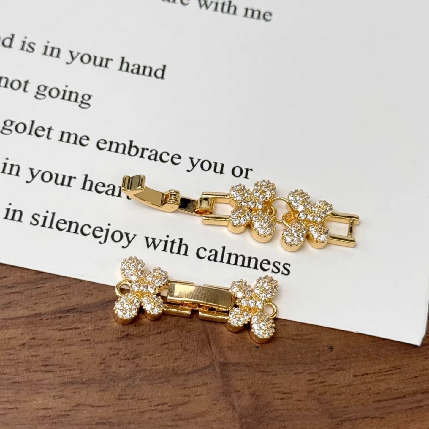 【B18】1PCS Butterfly Clasp Connector – Micro Pave Rhinestone Strap Link | DIY Jewelry Making