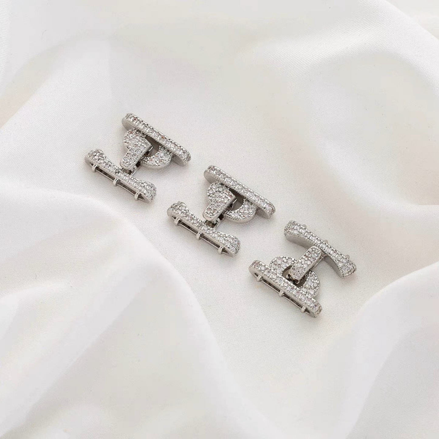 【B16】1PCS Multi-Strand Clasp with Micro Pave CZ – 14K/18K Gold or Silver-Plated Copper Connector for DIY Bracelets & Necklaces