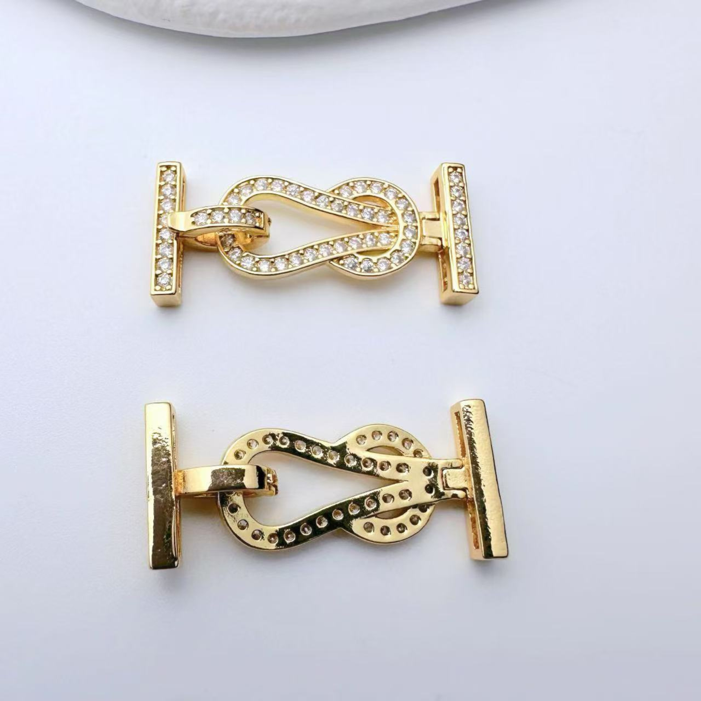 【B46】1PCS DIY Jewelry Clasp – 4-Hole Interwoven Rhinestone Connector, Gold/Silver Plated iFCraftorium