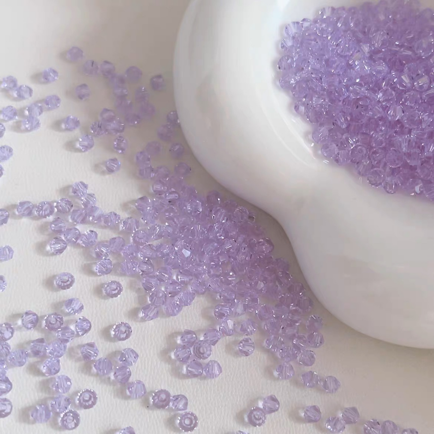 【L06】200pcs 3mm Transparent Diamond-Cut Glass Beads – Spacer Beads for DIY Bracelets & Necklaces