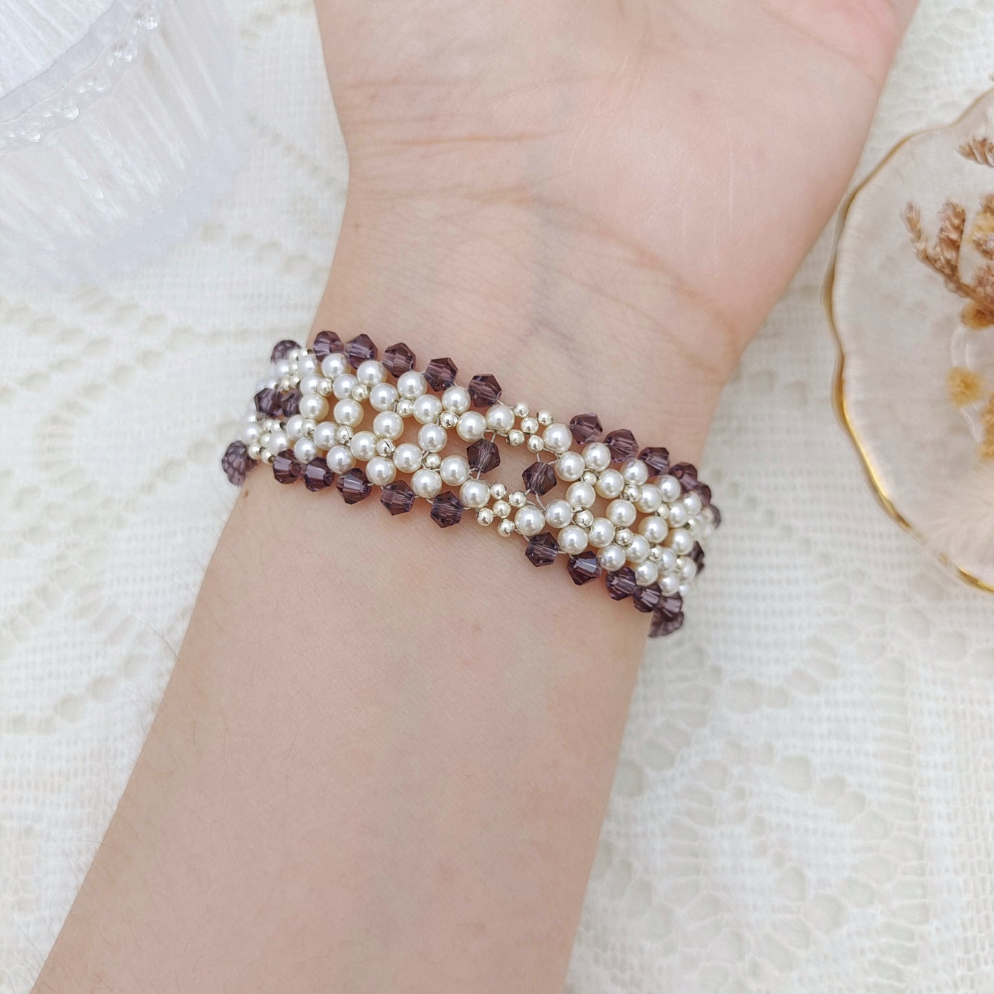 【No.117】DIY Jewelry Kit | “Chanel-Inspired Elegance” Pearl & Diamond Bead Bracelet | Complete Tutorial Included
