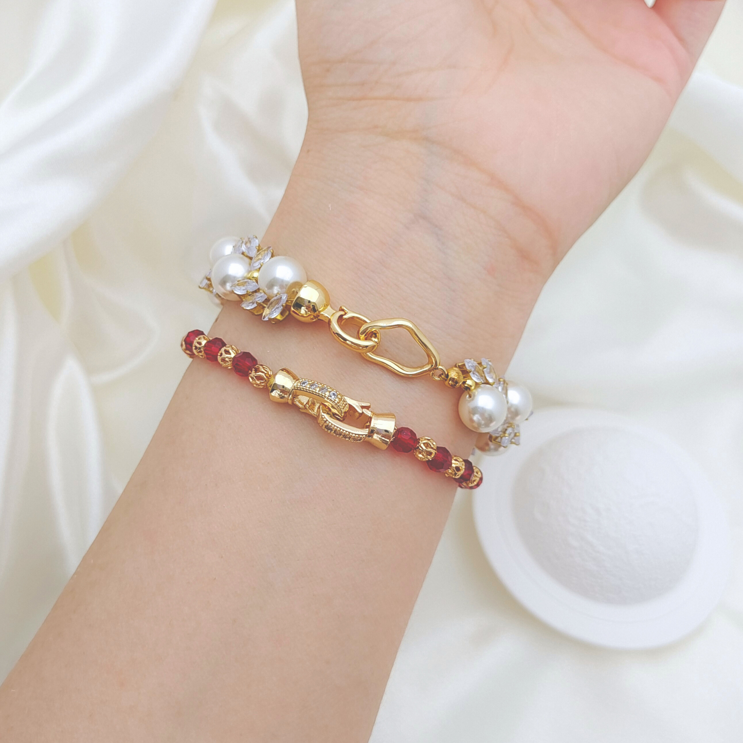 【No.52】 Angel’s Feather DIY Bracelet Craft Kit | Marquise Zircon & Pearl | Handmade Jewelry Includes Tutorial