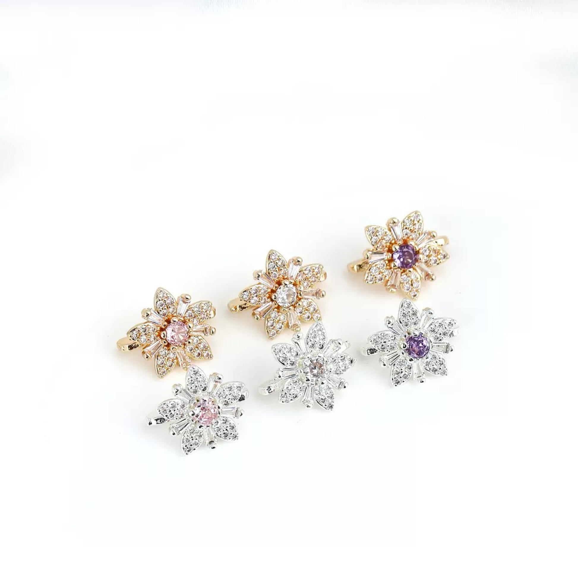 【S18】10PCS DIY Jewelry Spacer – 3-Hole Snowflake Connector, Full Pave Zircon, 18K Gold / Thick Silver Plated, High Color Retention, for Beaded Bracelet & Necklace Making iFCraftorium