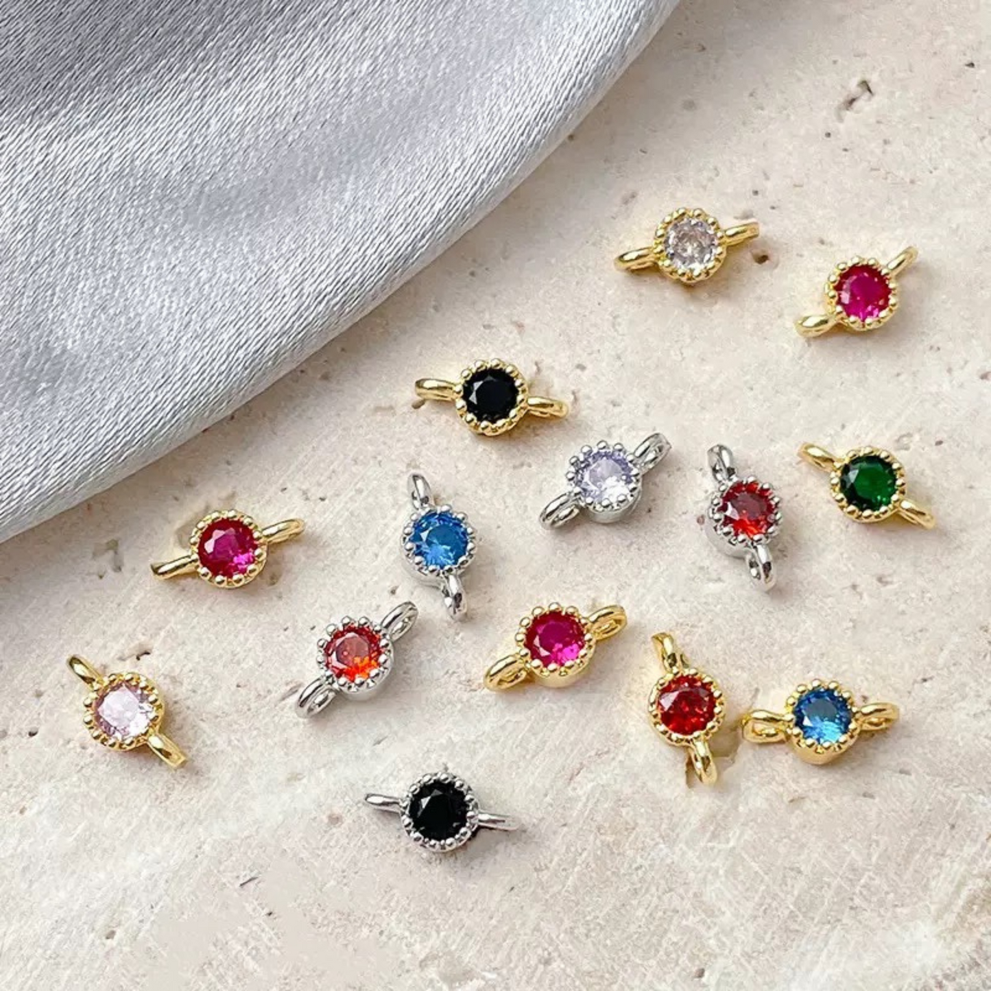 【E01】10pcs 4mm Double-Hole CZ Spacer Beads – Gold Plated, High-Color-Fast, DIY Jewelry Connectors