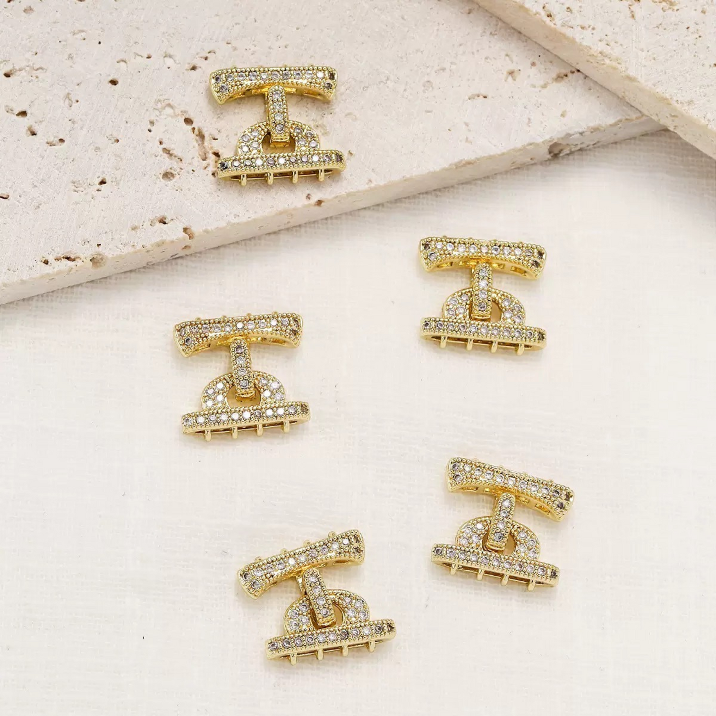 【B16】1PCS Multi-Strand Clasp with Micro Pave CZ – 14K/18K Gold or Silver-Plated Copper Connector for DIY Bracelets & Necklaces