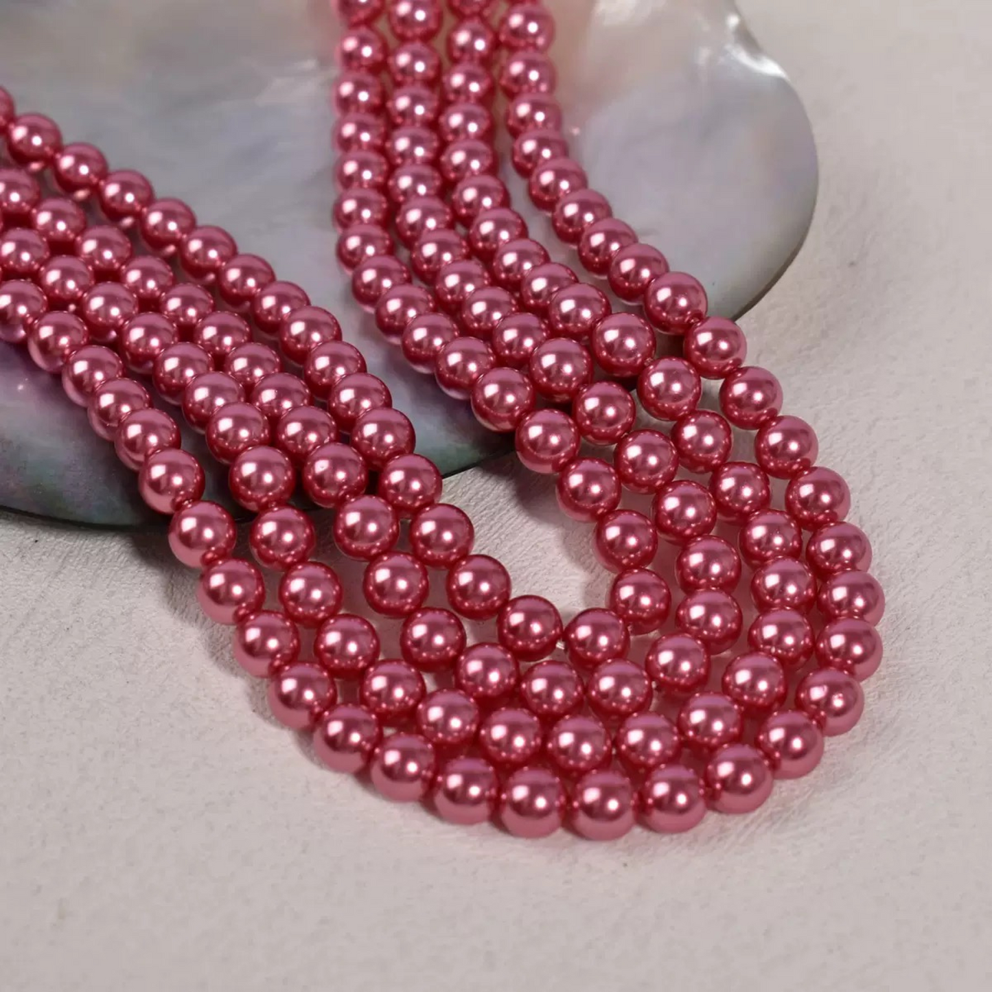 【P13】DIY Beads – Rose Pink Glass Pearls (Swarovski Style) 3-8mm | High Luster Round Beads | Jewelry Making Supplies